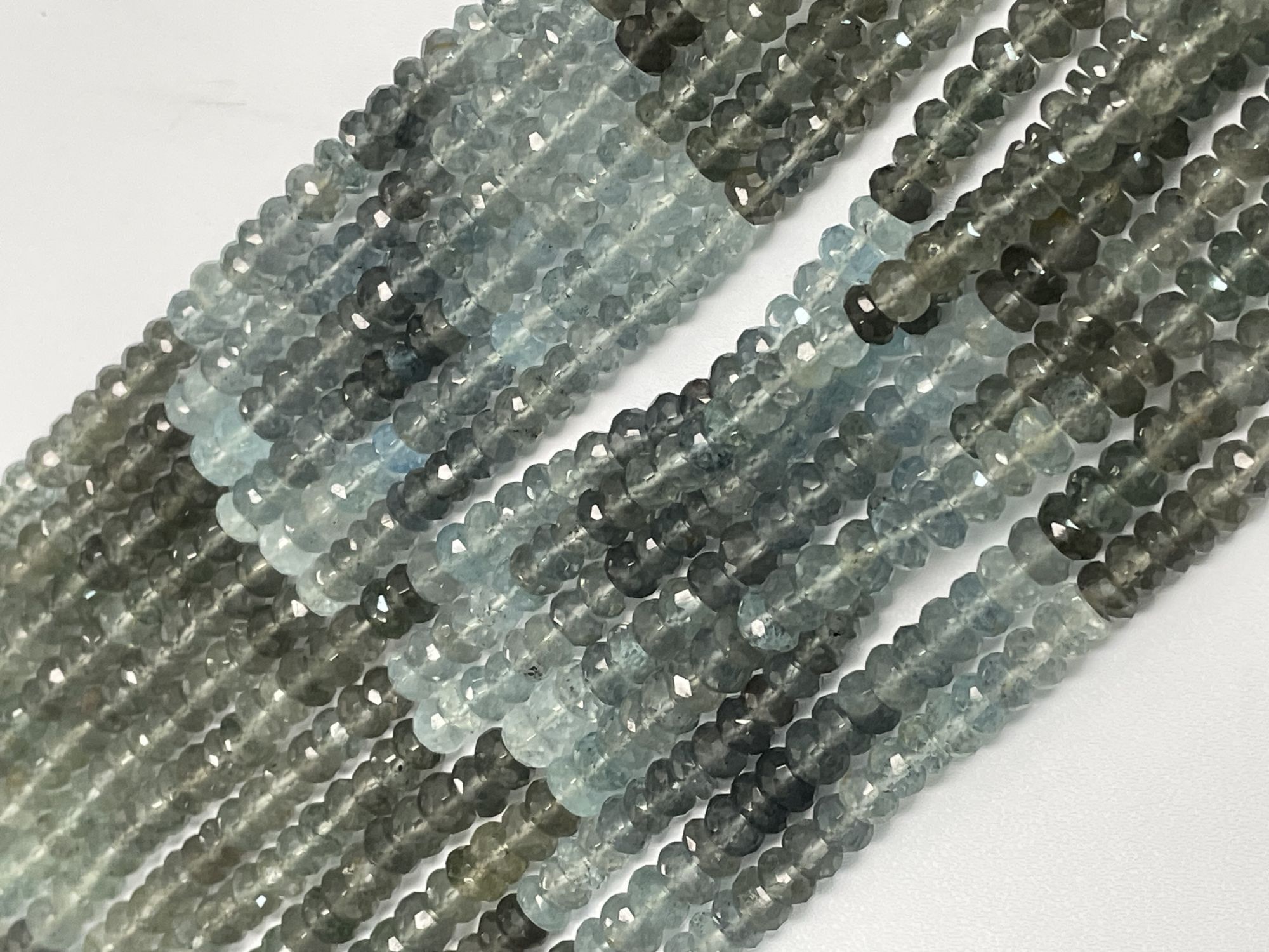 Shaded Moss Aquamarine Rondelle Faceted