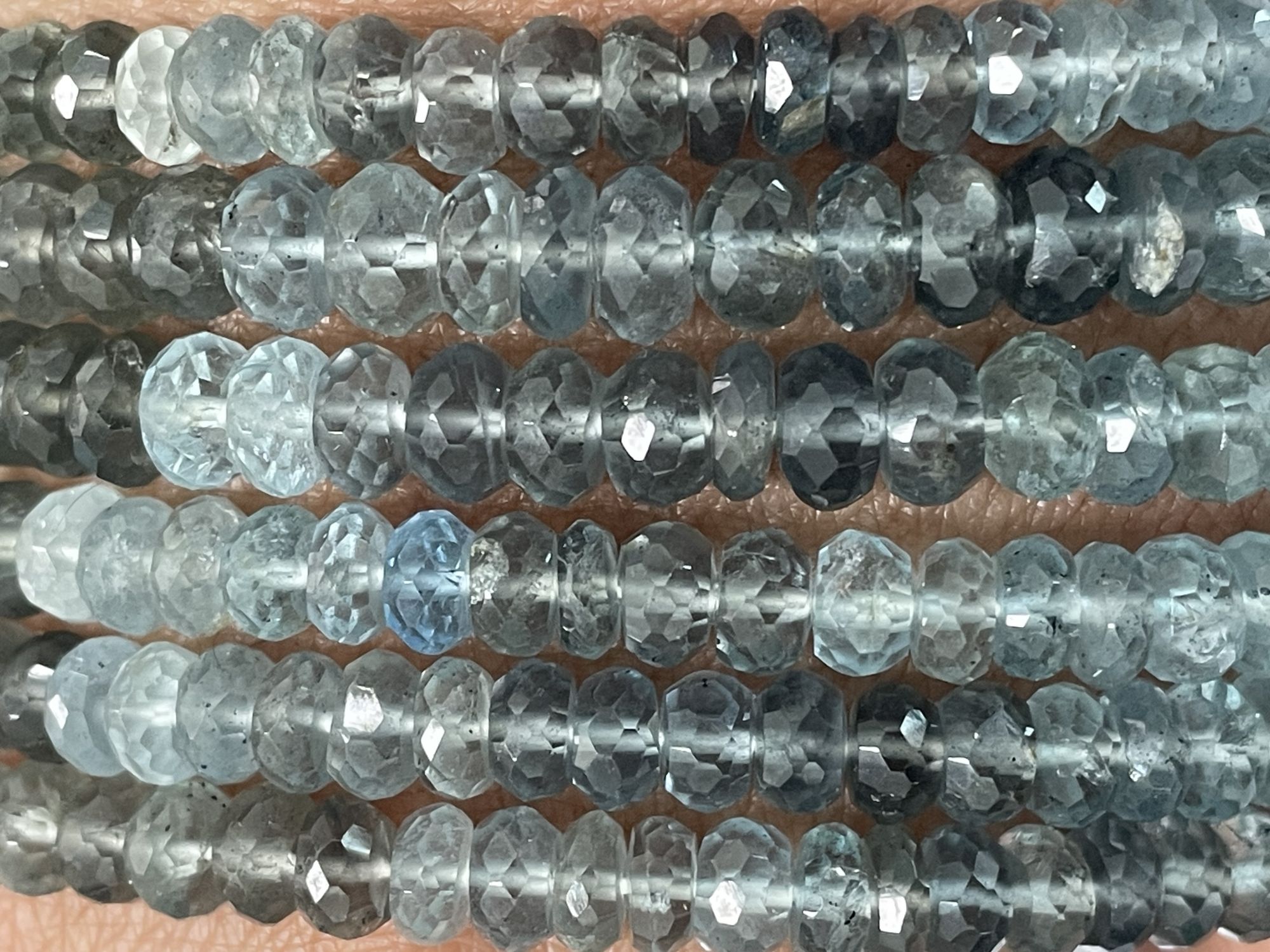 Shaded Moss Aquamarine Rondelle Faceted