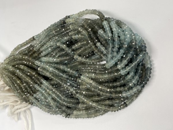 Moss Aquamairne Rondelle Faceted