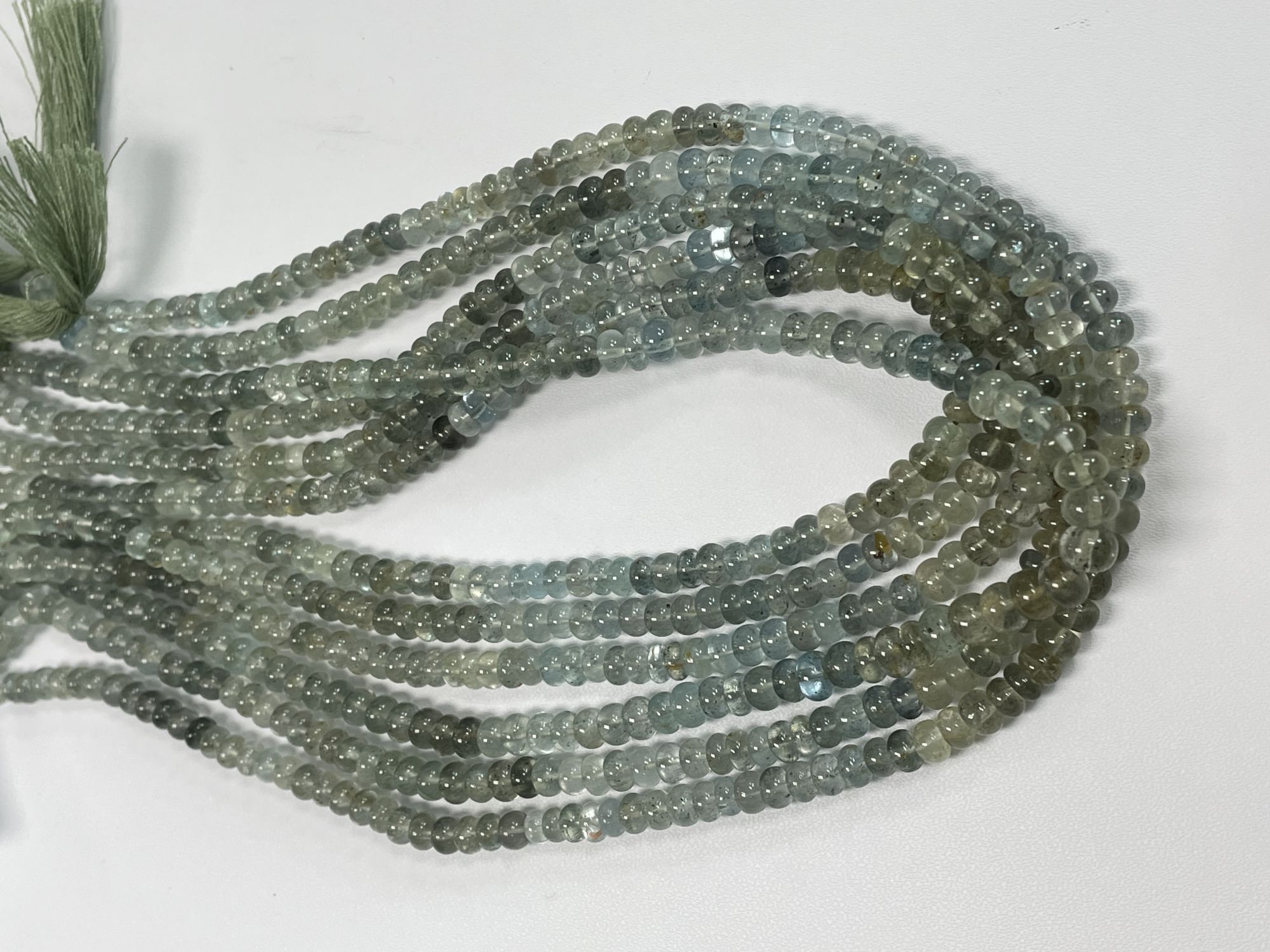 Moss Aquamarine Rondelle Smooth