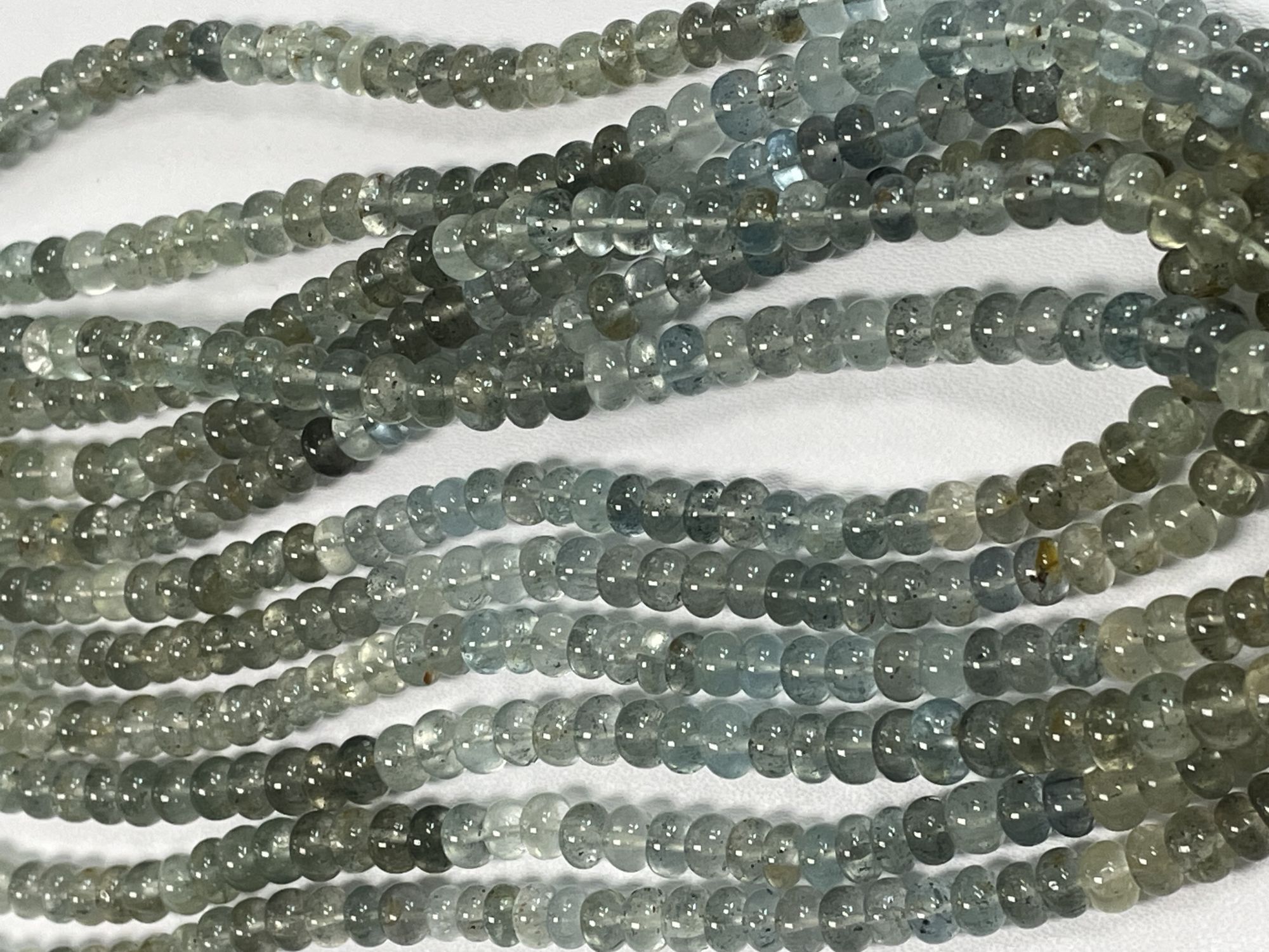 Moss Aquamarine Rondelle Smooth