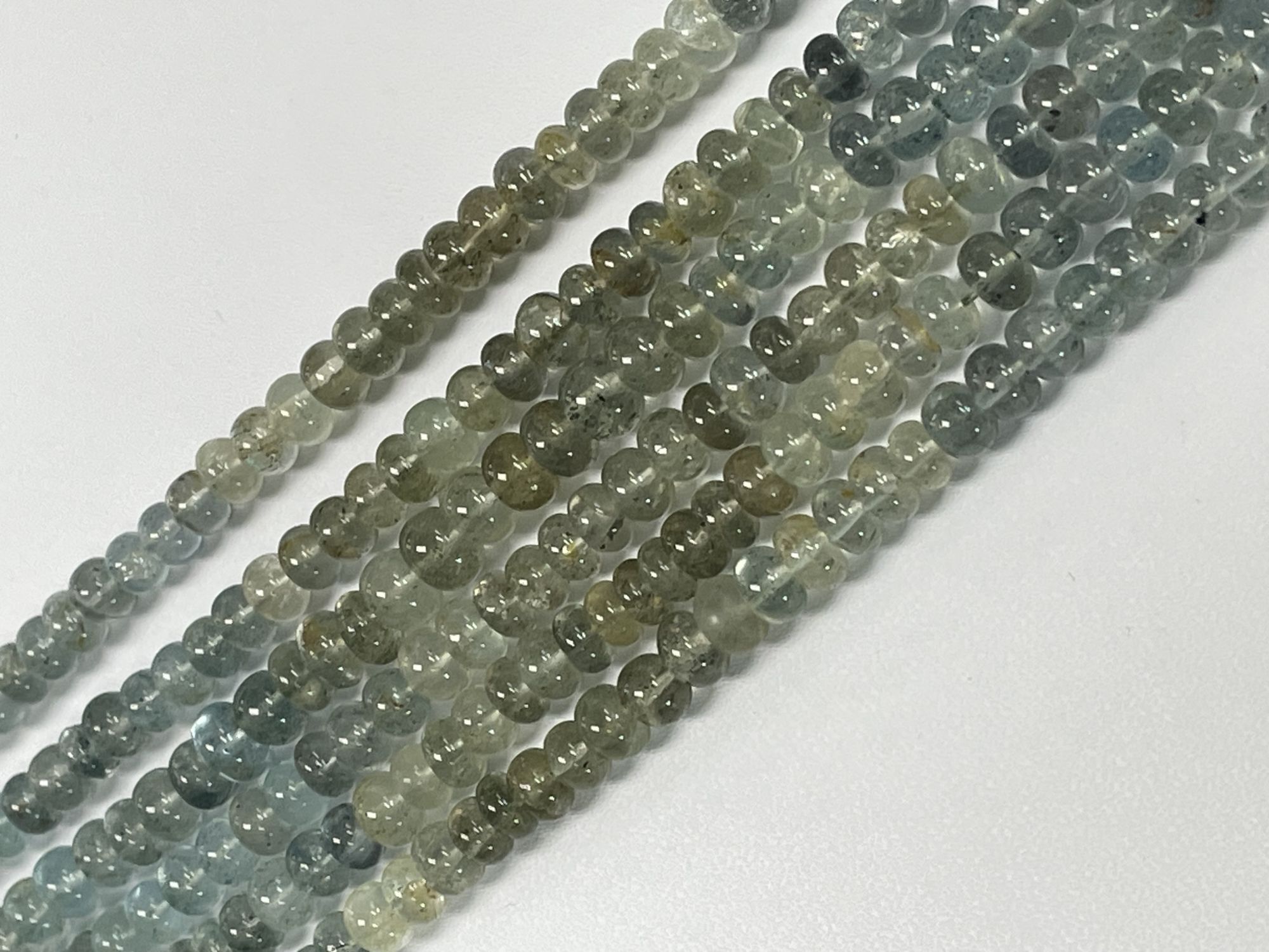 Moss Aquamarine Rondelle Smooth