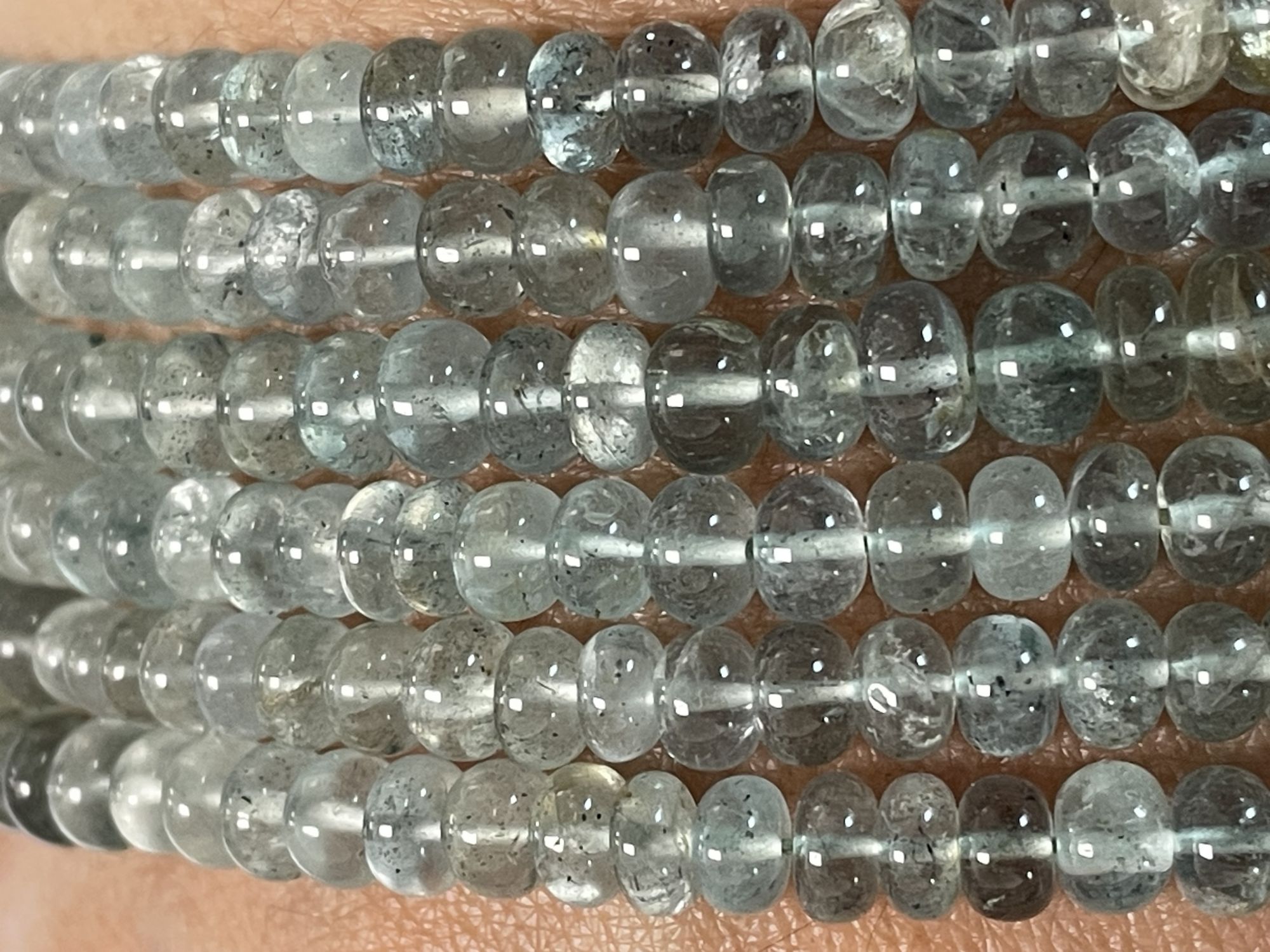 Moss Aquamarine Rondelle Smooth