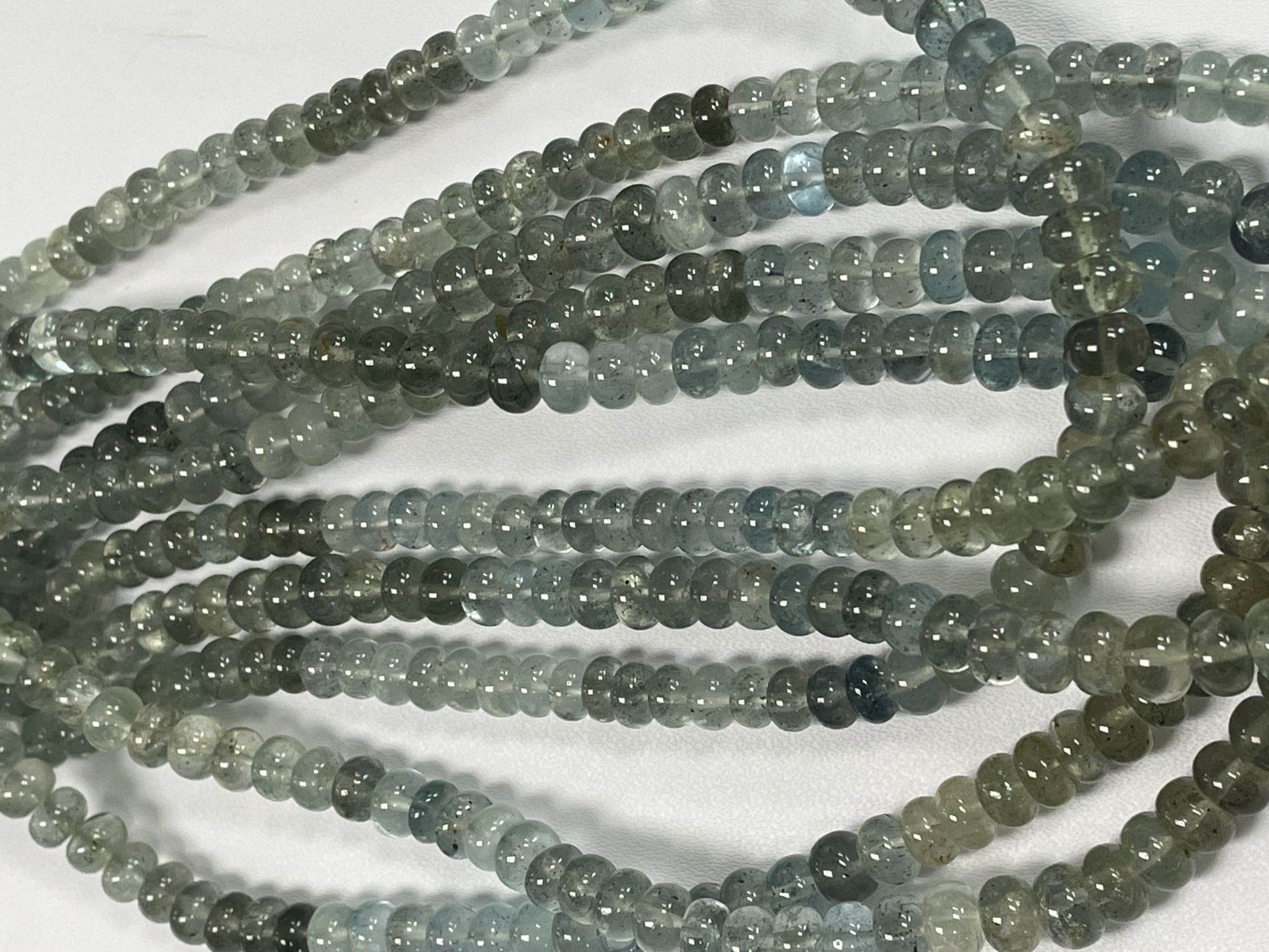 Moss Aquamarine Rondelle Smooth