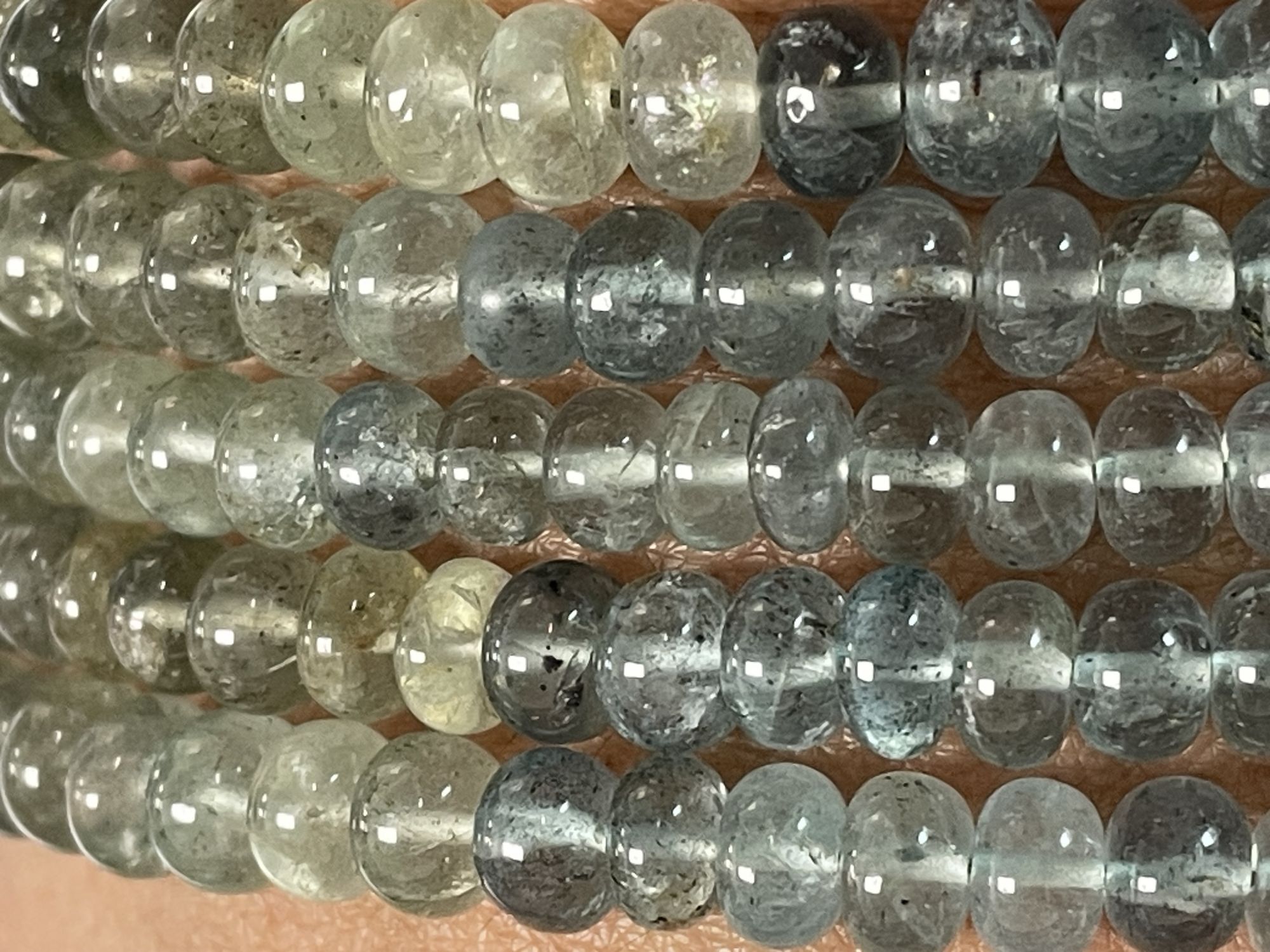 Moss Aquamarine Rondelle Smooth