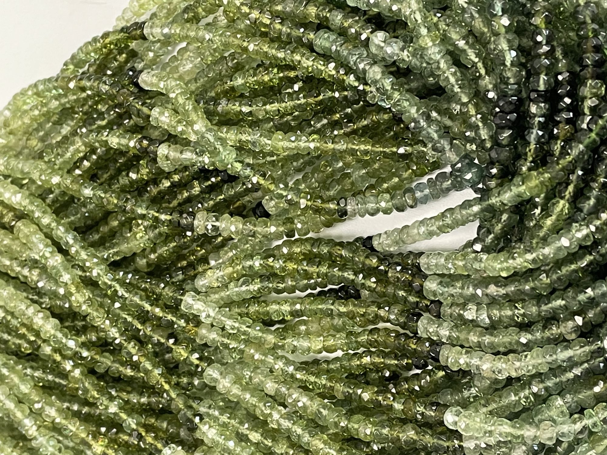Shaded Green Tourmaline Rondelle Faceted