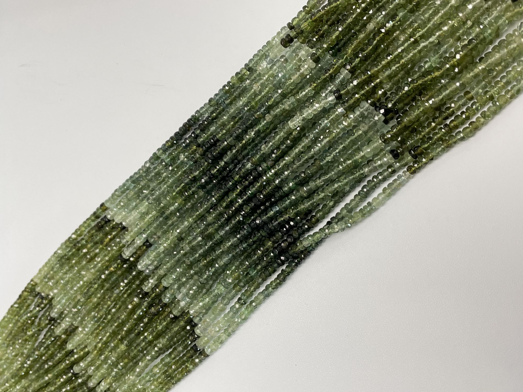 Shaded Green Tourmaline Rondelle Faceted