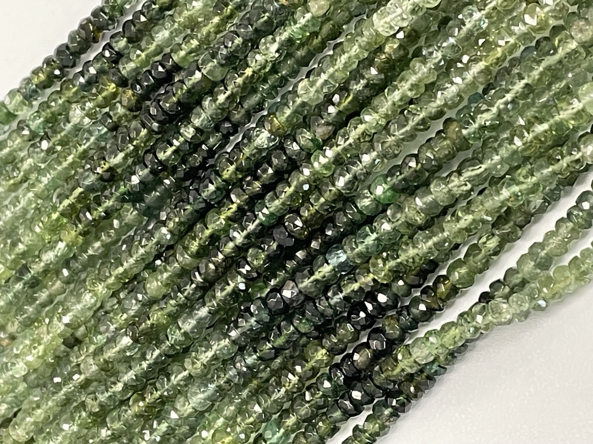 Shaded Green Tourmaline Rondelle Faceted