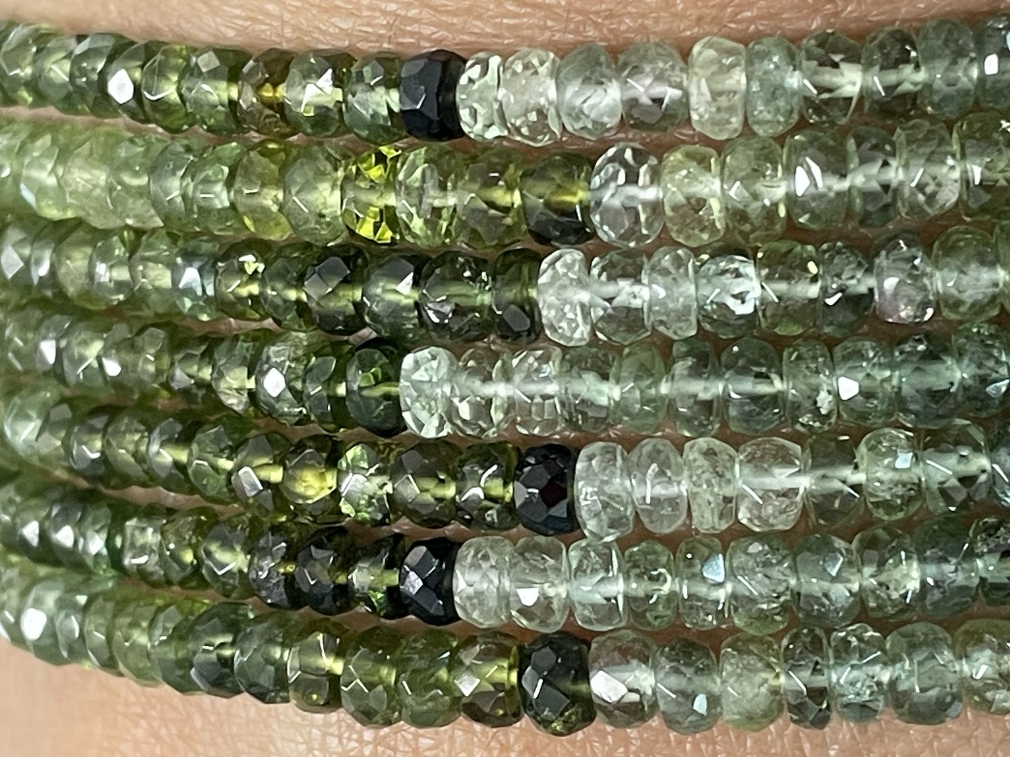 Shaded Green Tourmaline Rondelle Faceted