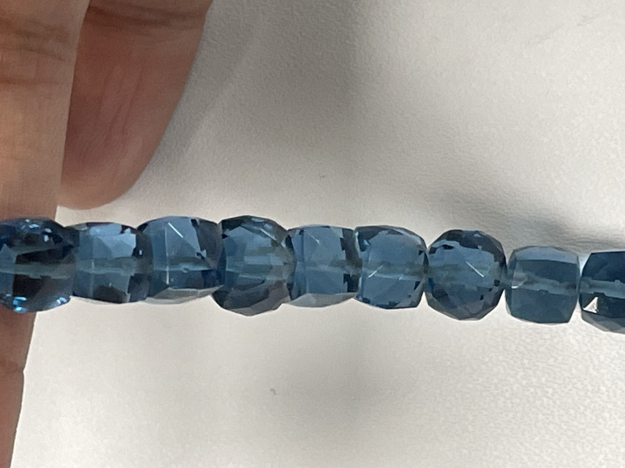 Blue Hydro Quartz Cube Faceted