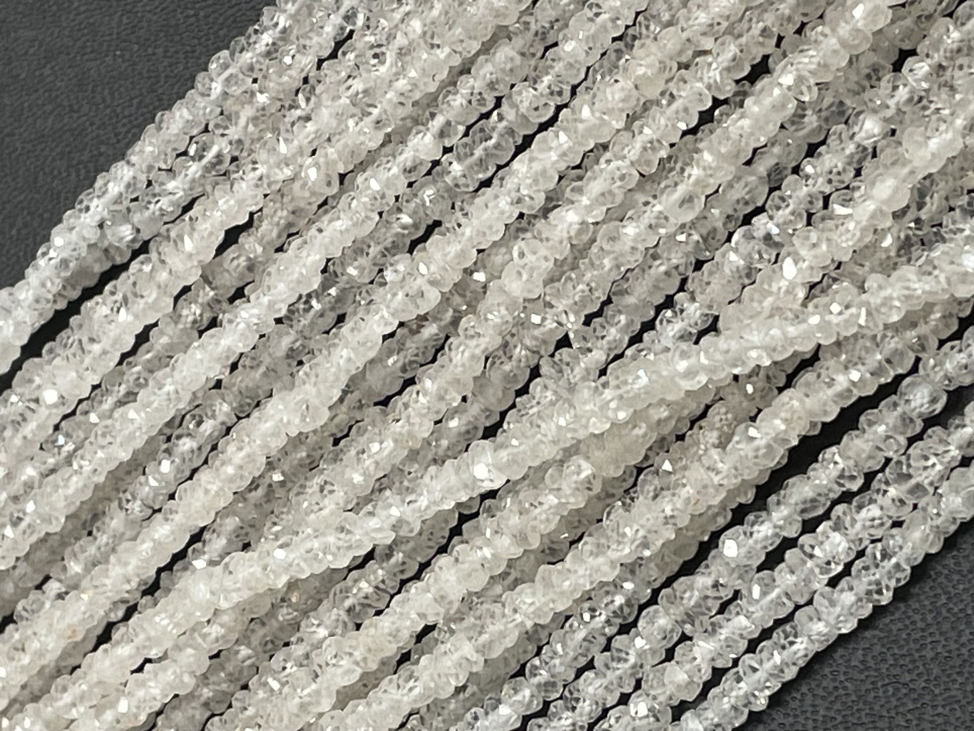 White Zircon Rondelle Faceted