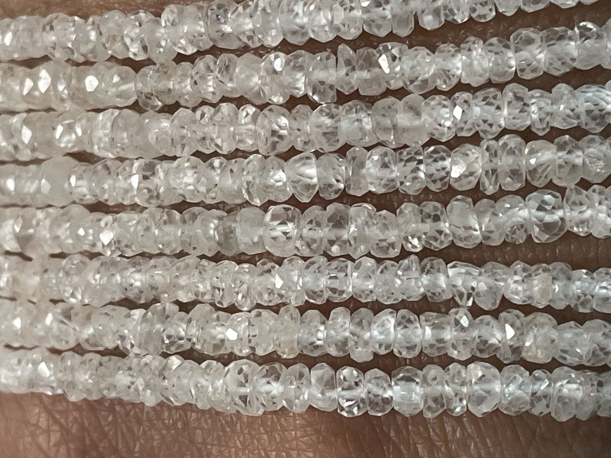 White Zircon Rondelle Faceted