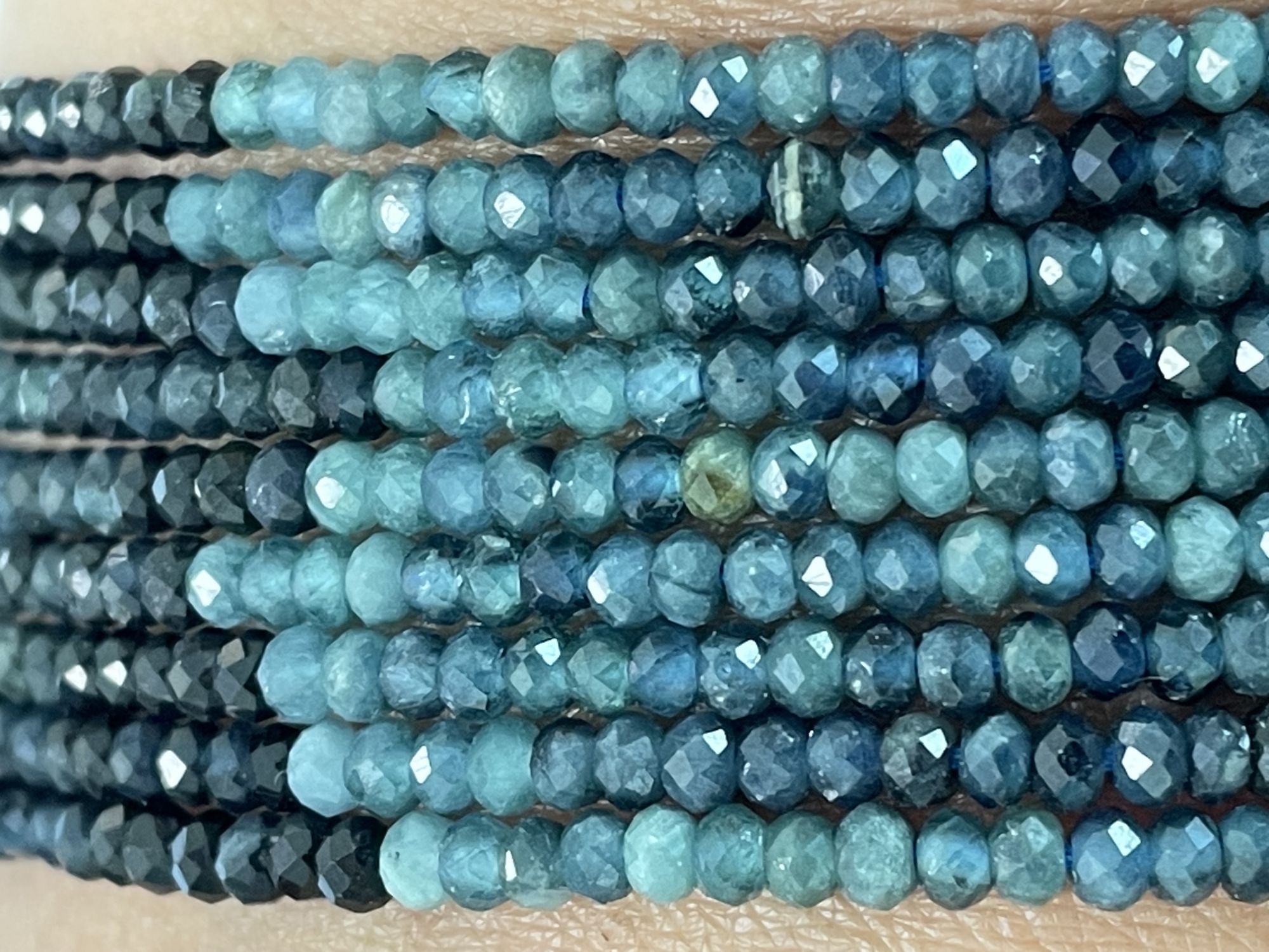 Tourmaline Blue Rondelles Faceted