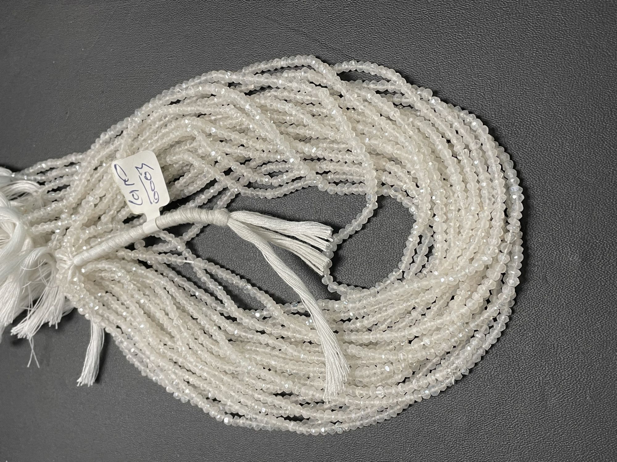 Pearl White Mystic Quartz Rondelle Faceted