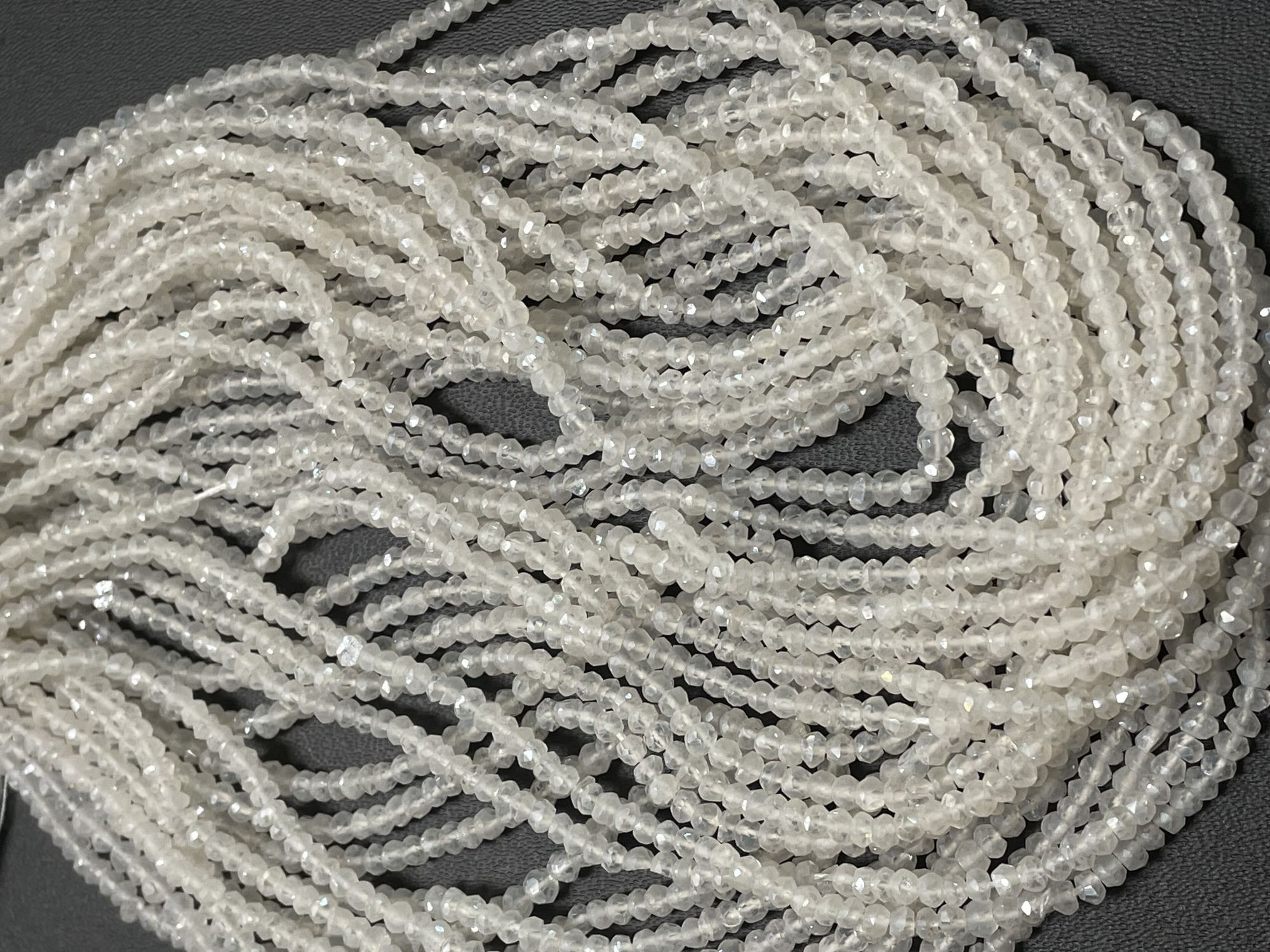 Pearl White Mystic Quartz Rondelle Faceted