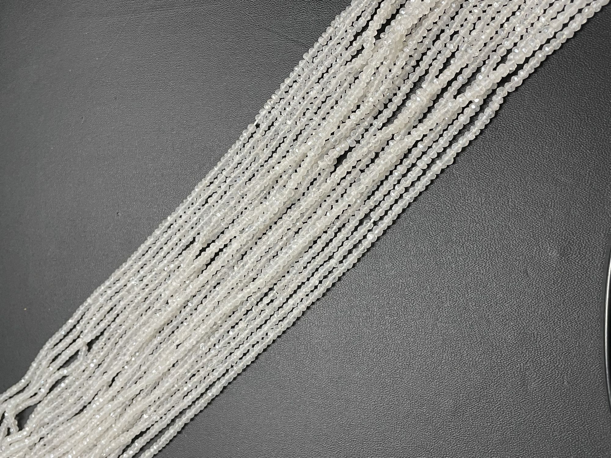 Pearl White Mystic Quartz Rondelle Faceted