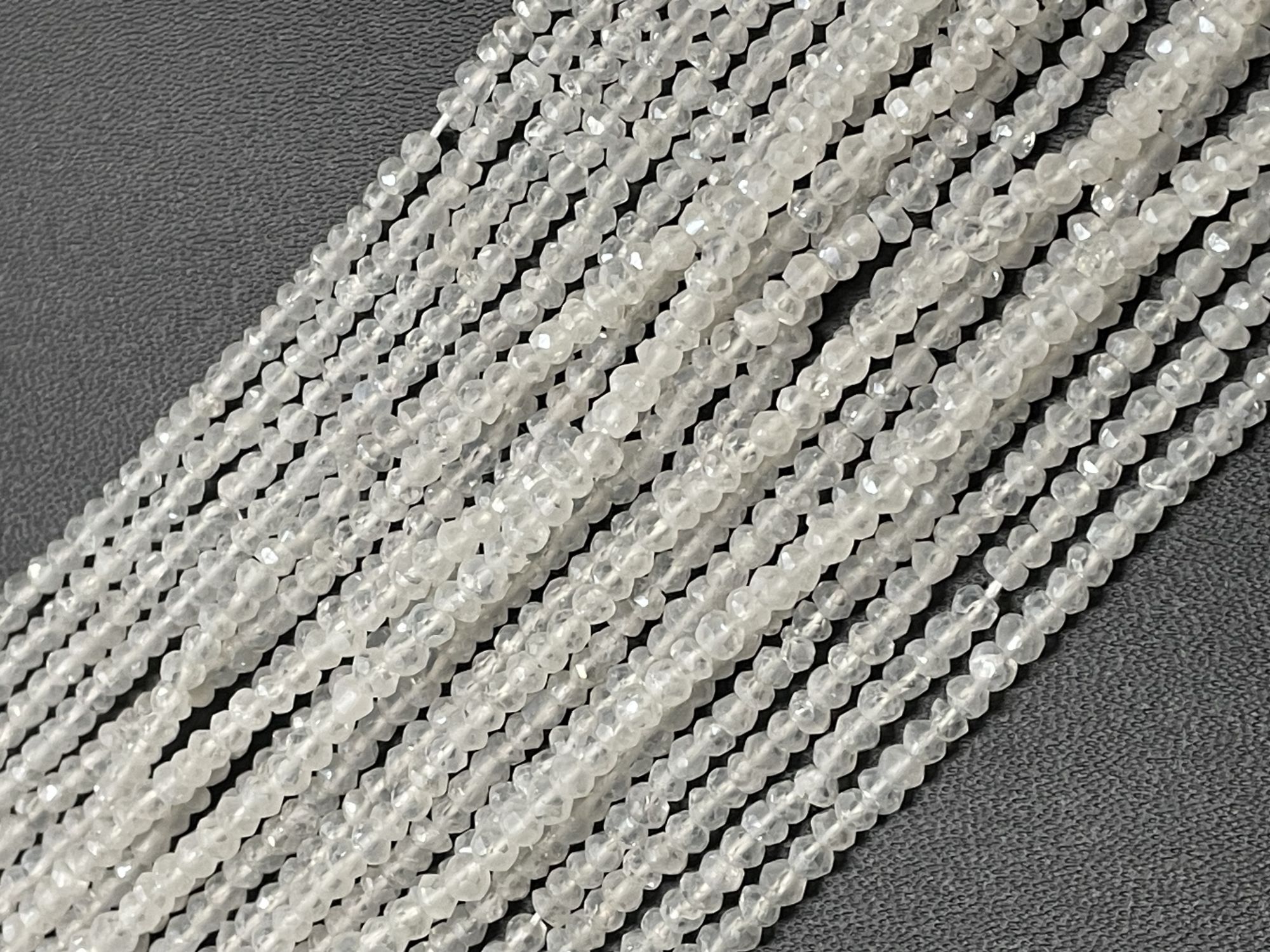 Pearl White Mystic Quartz Rondelle Faceted