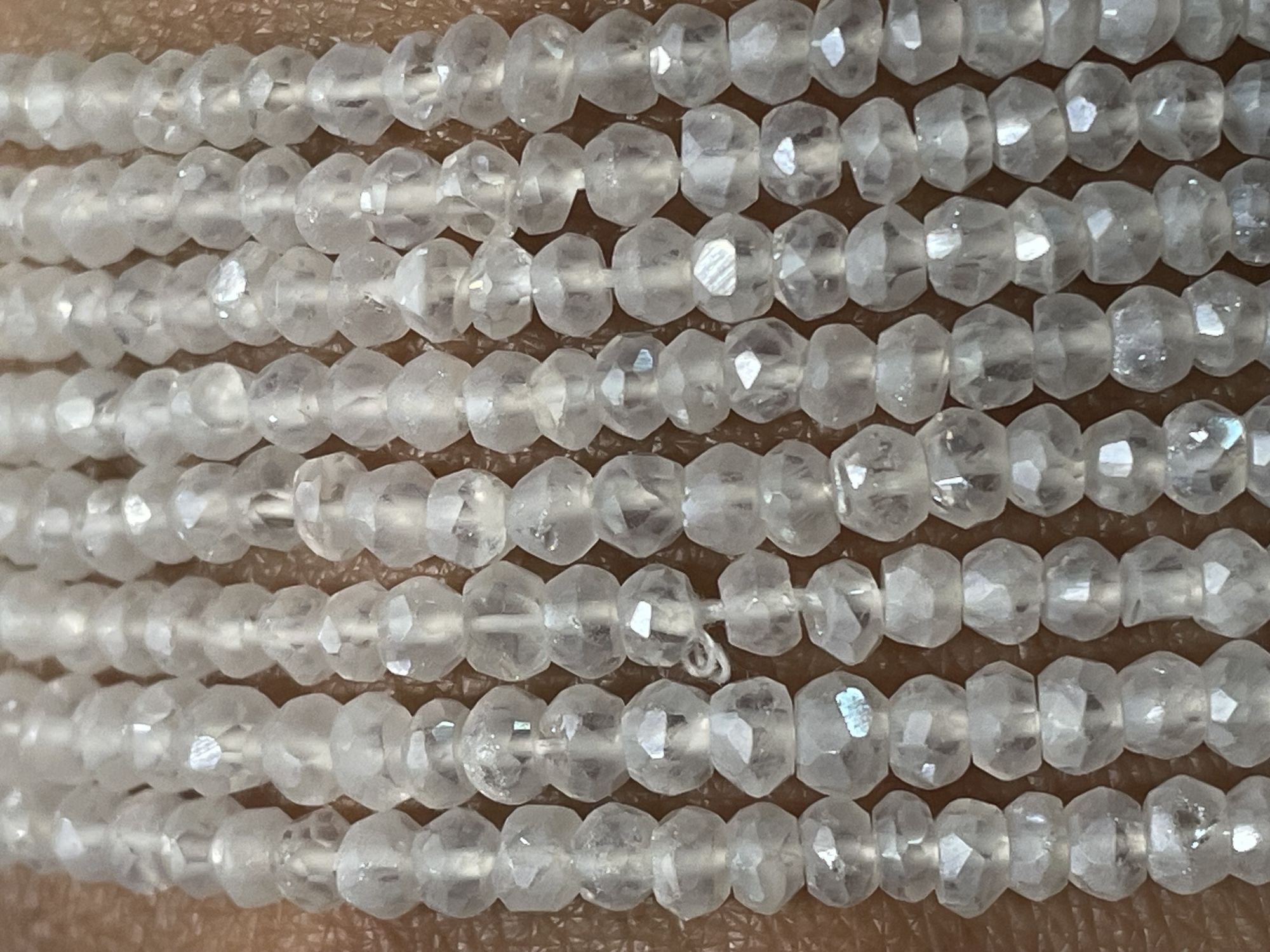 Pearl White Mystic Quartz Rondelle Faceted
