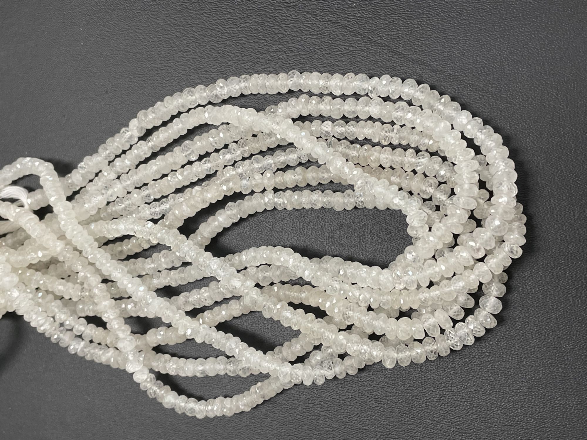 White Zircon Rondelle Faceted