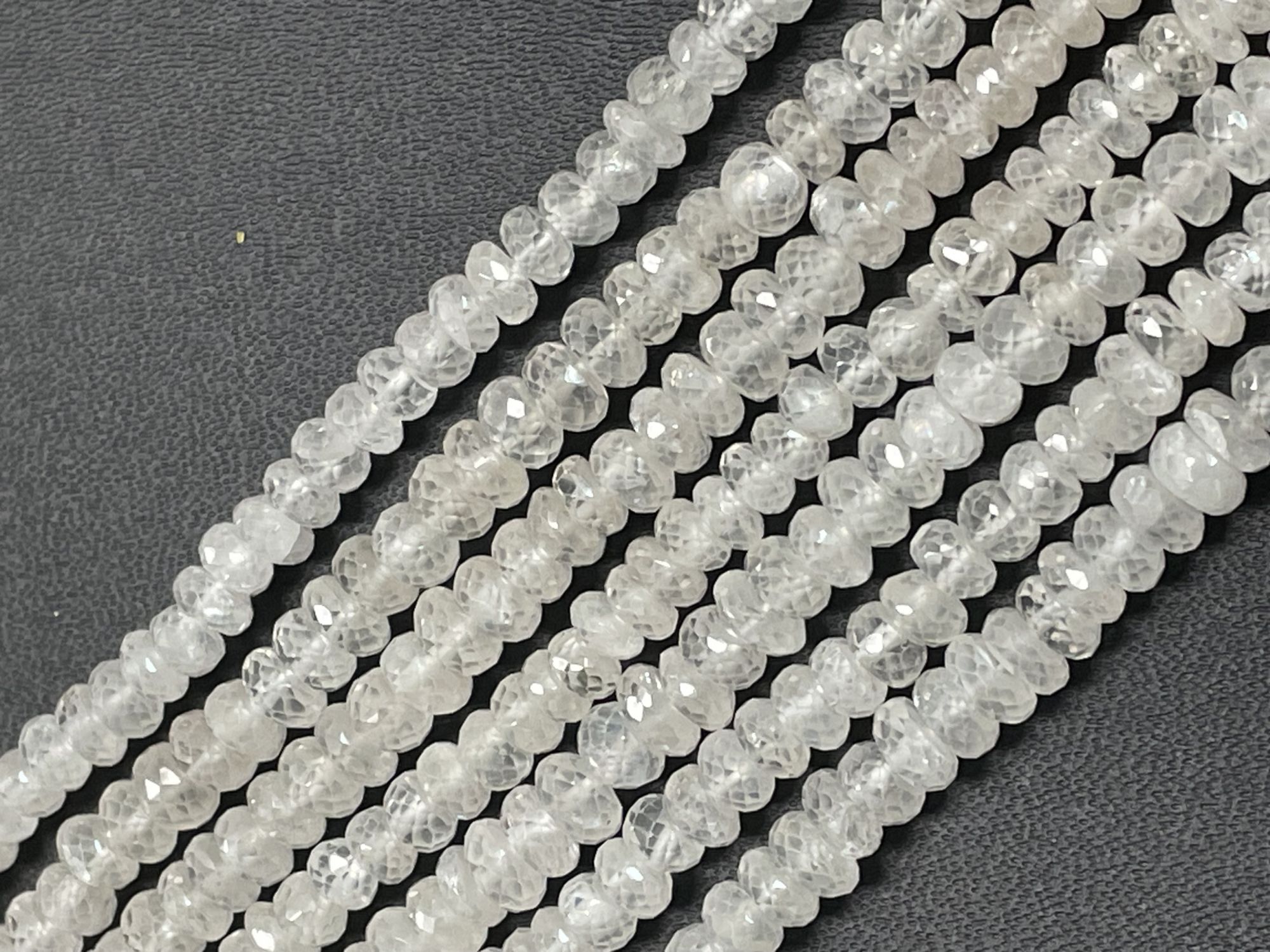 White Zircon Rondelle Faceted