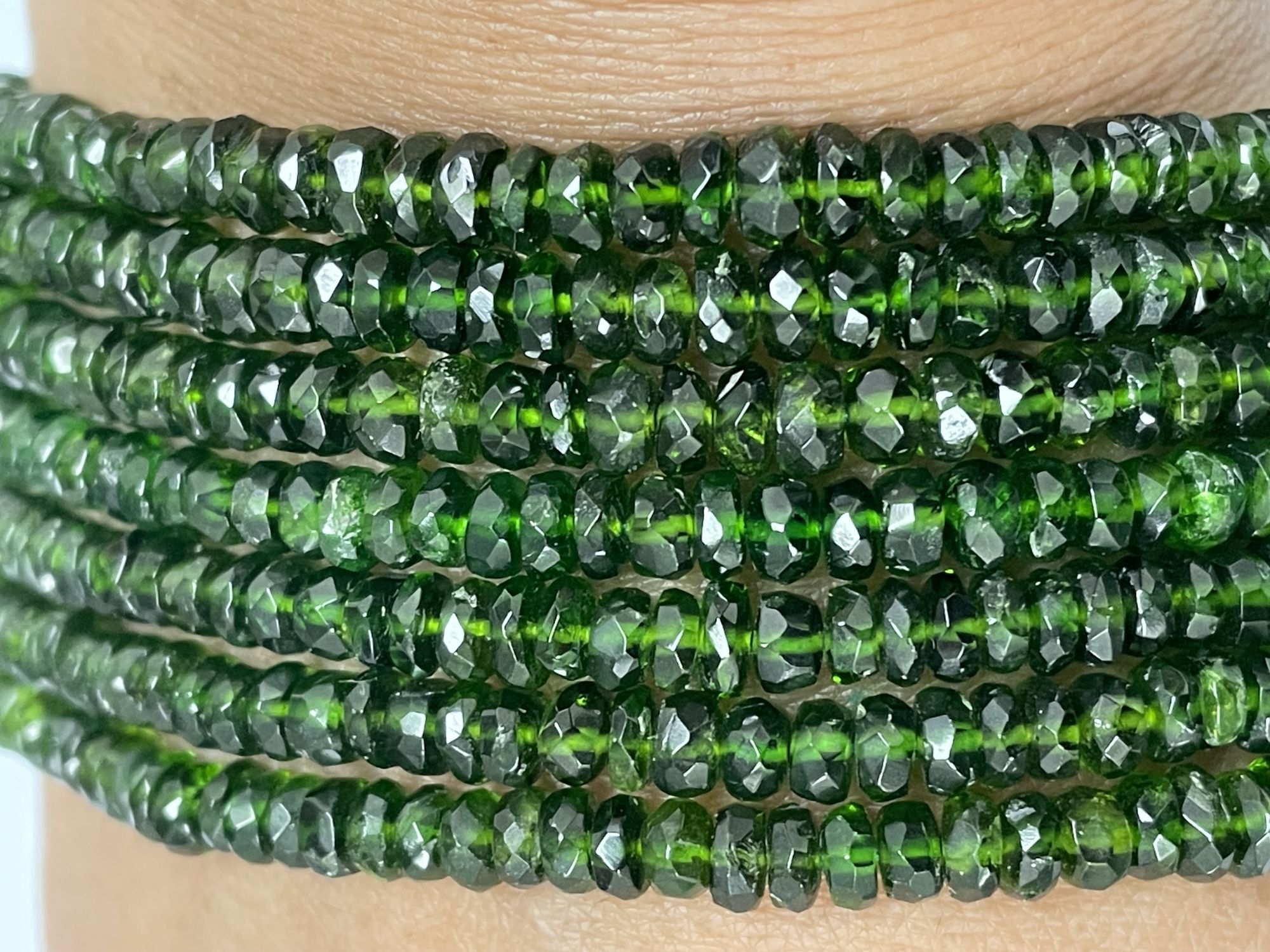 Chrome Diopside Rondelle Faceted
