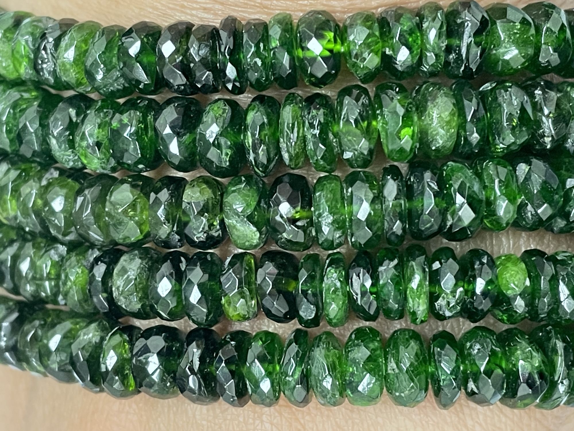 Chrome Diopside Rondelle Faceted