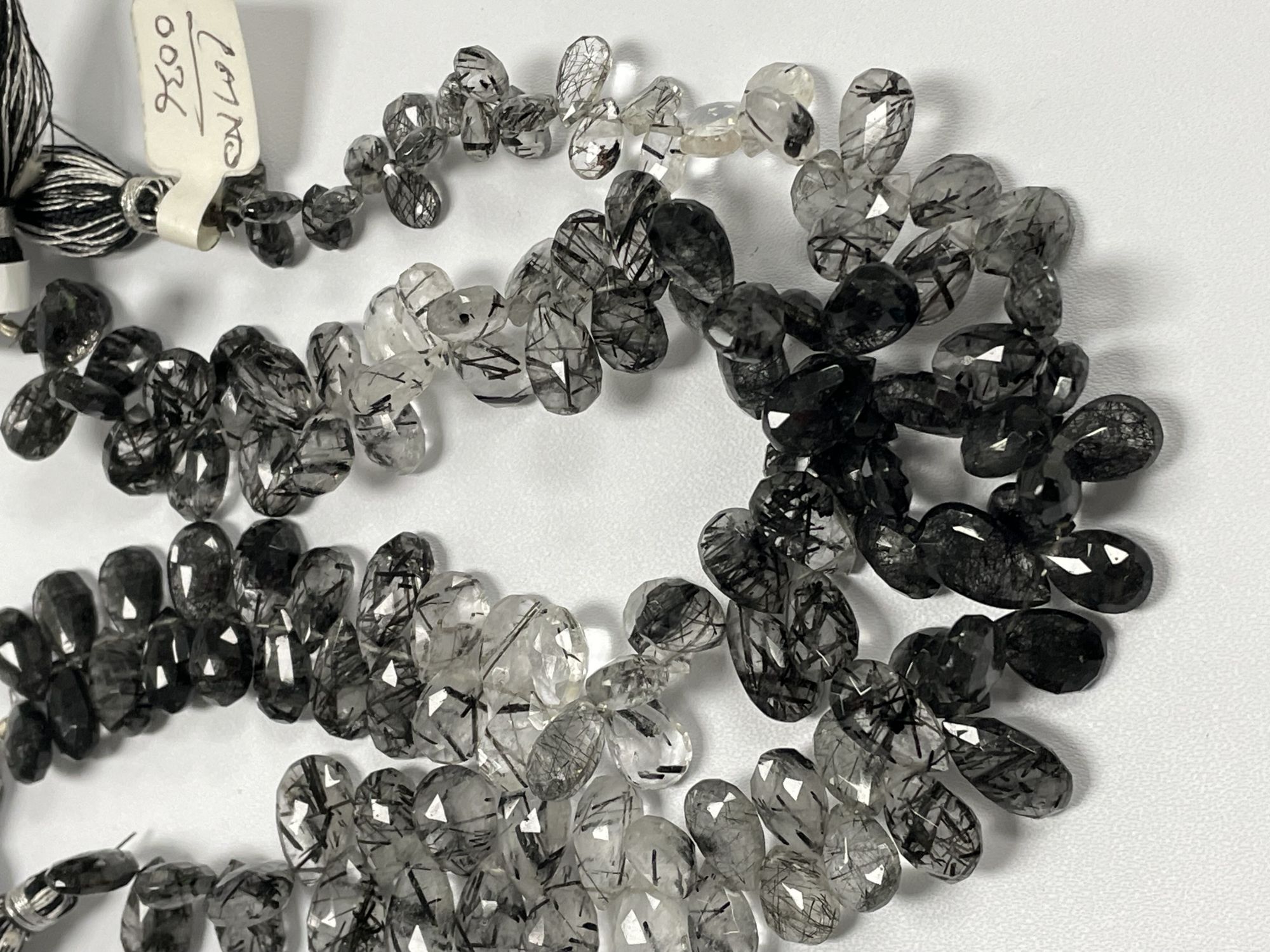 Black Rutilated Quartz Pear Faceted