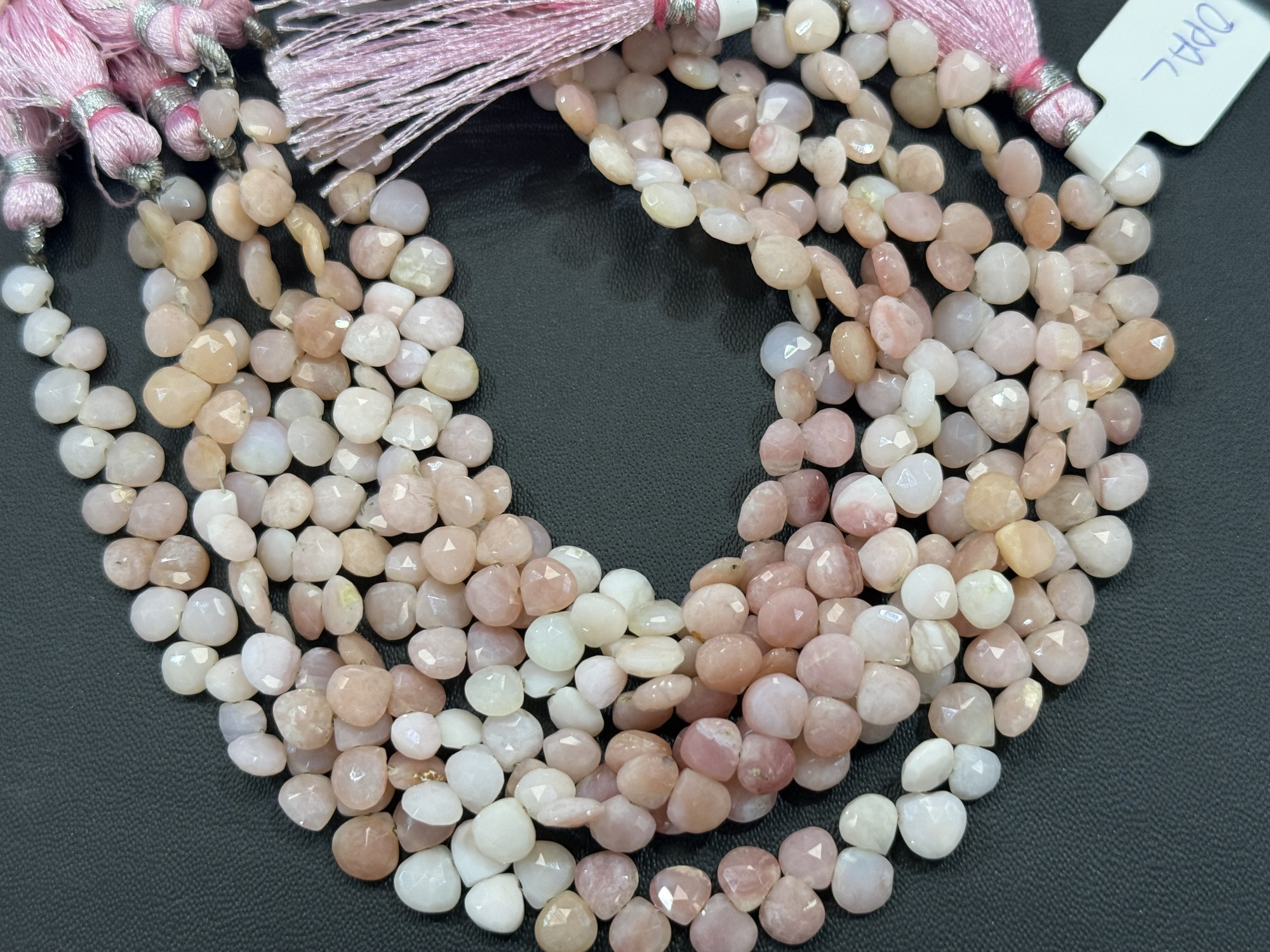 Pink Peruvian Opal Heart Faceted