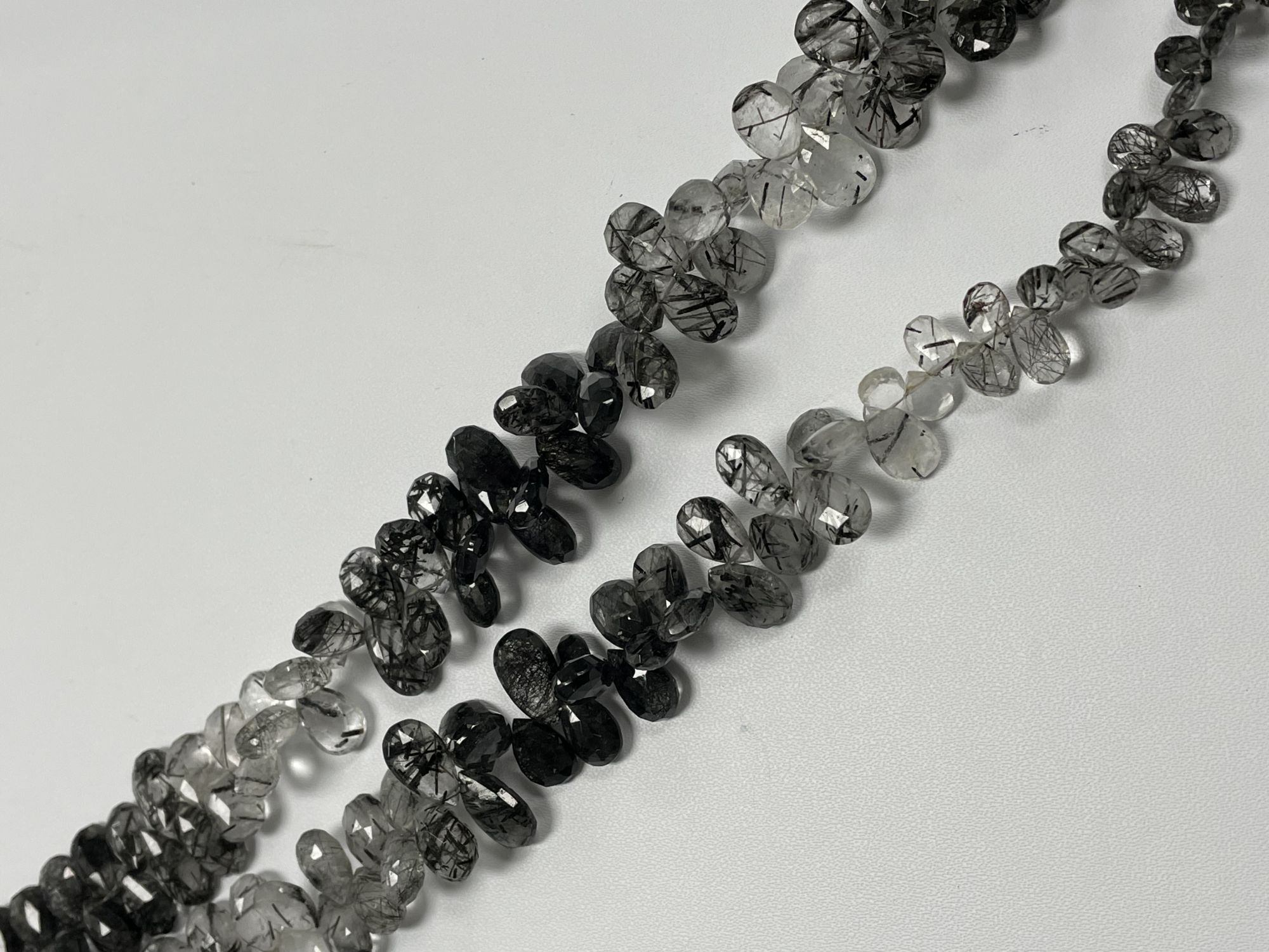 Black Rutilated Quartz Pear Faceted