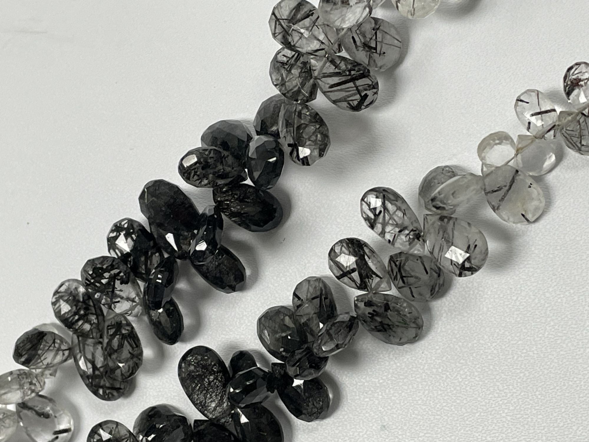 Black Rutilated Quartz Pear Faceted