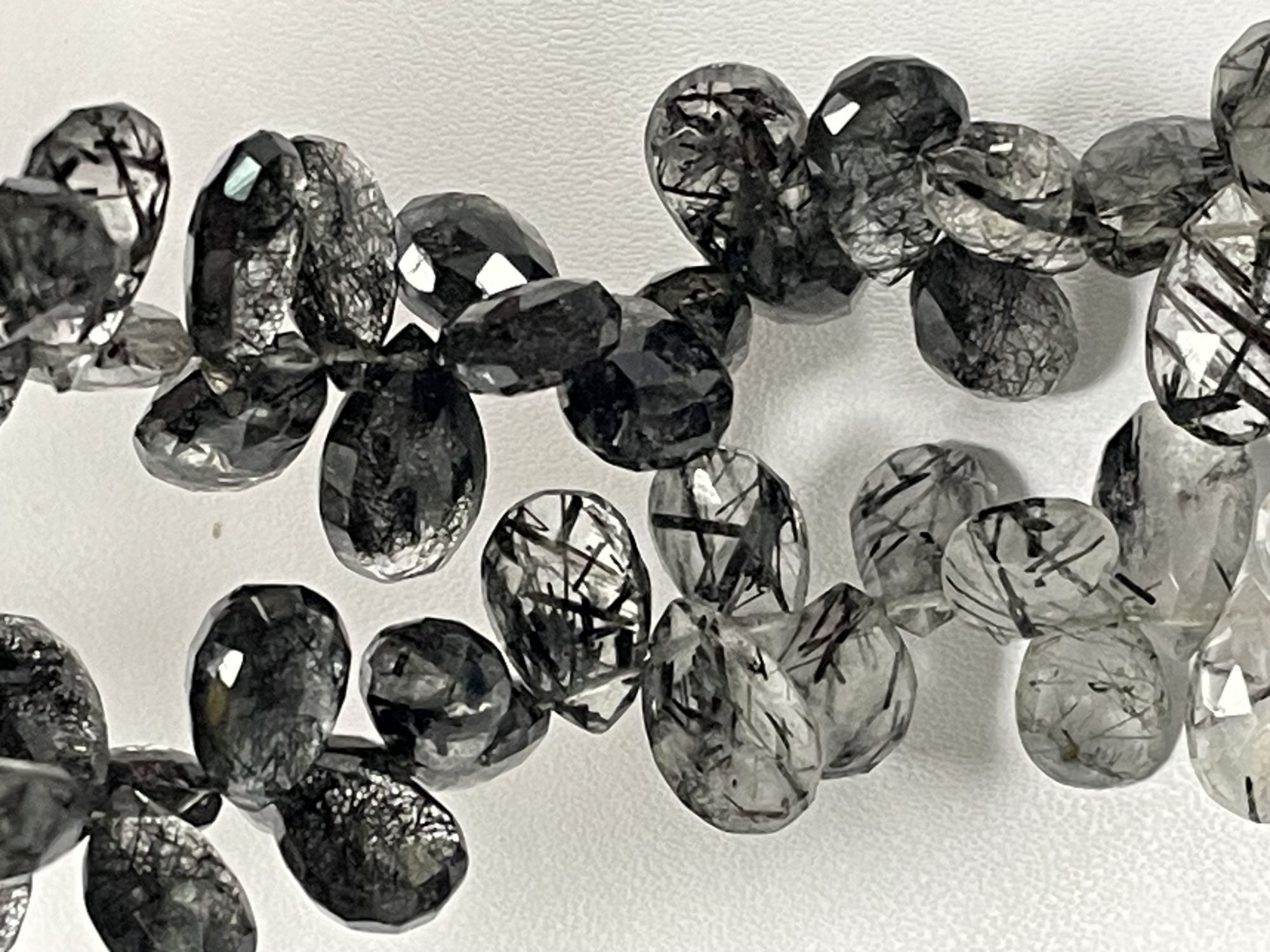 Black Rutilated Quartz Pear Faceted