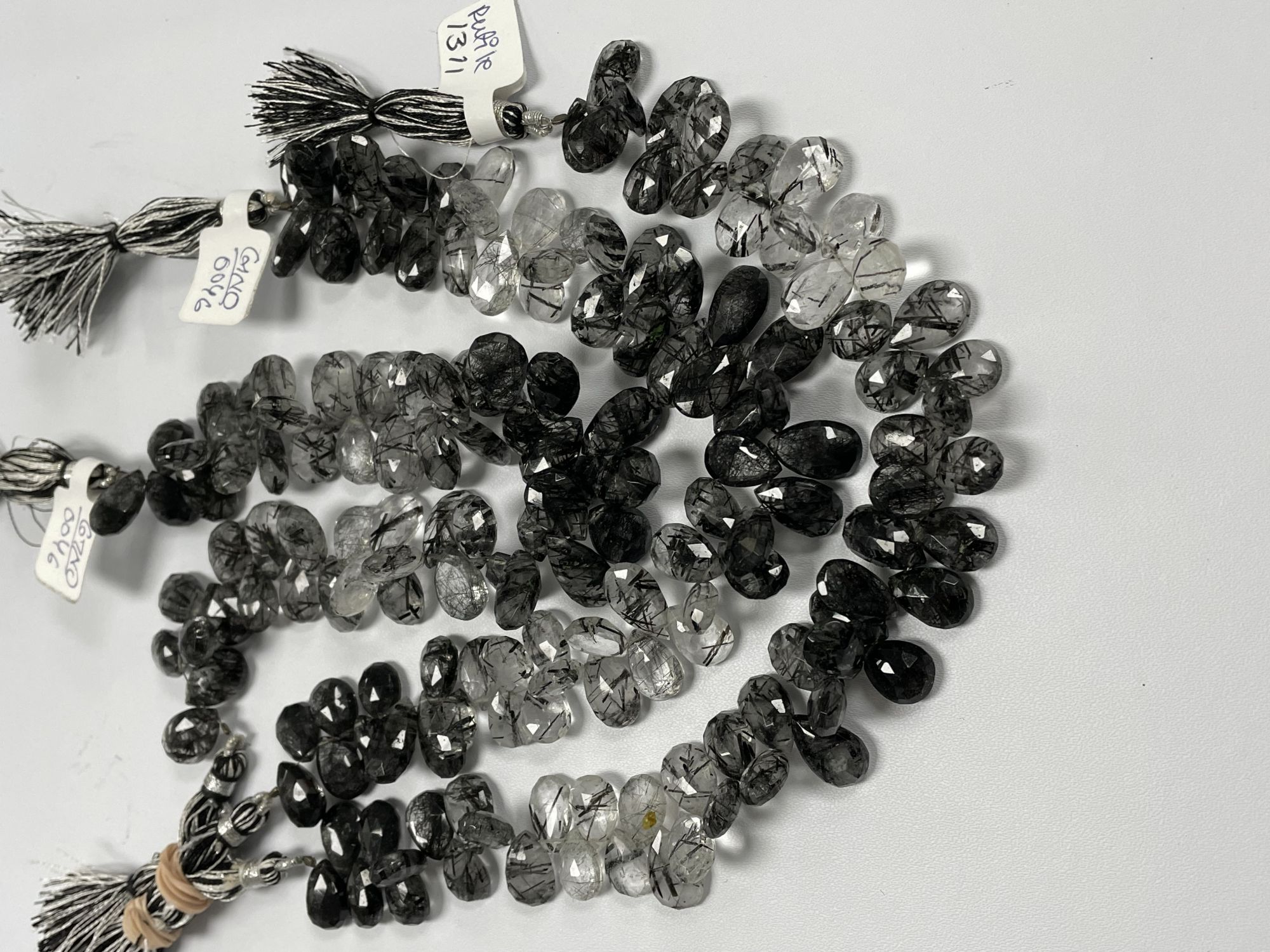 Black Rutilated Quartz Pear Faceted