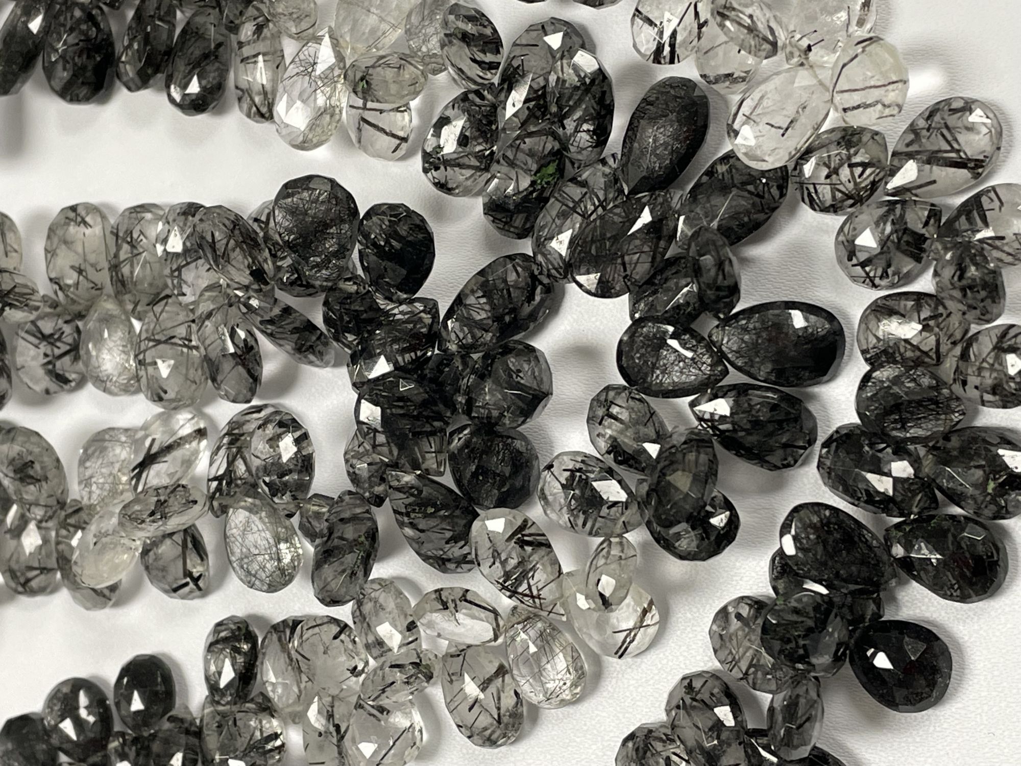 Black Rutilated Quartz Pear Faceted