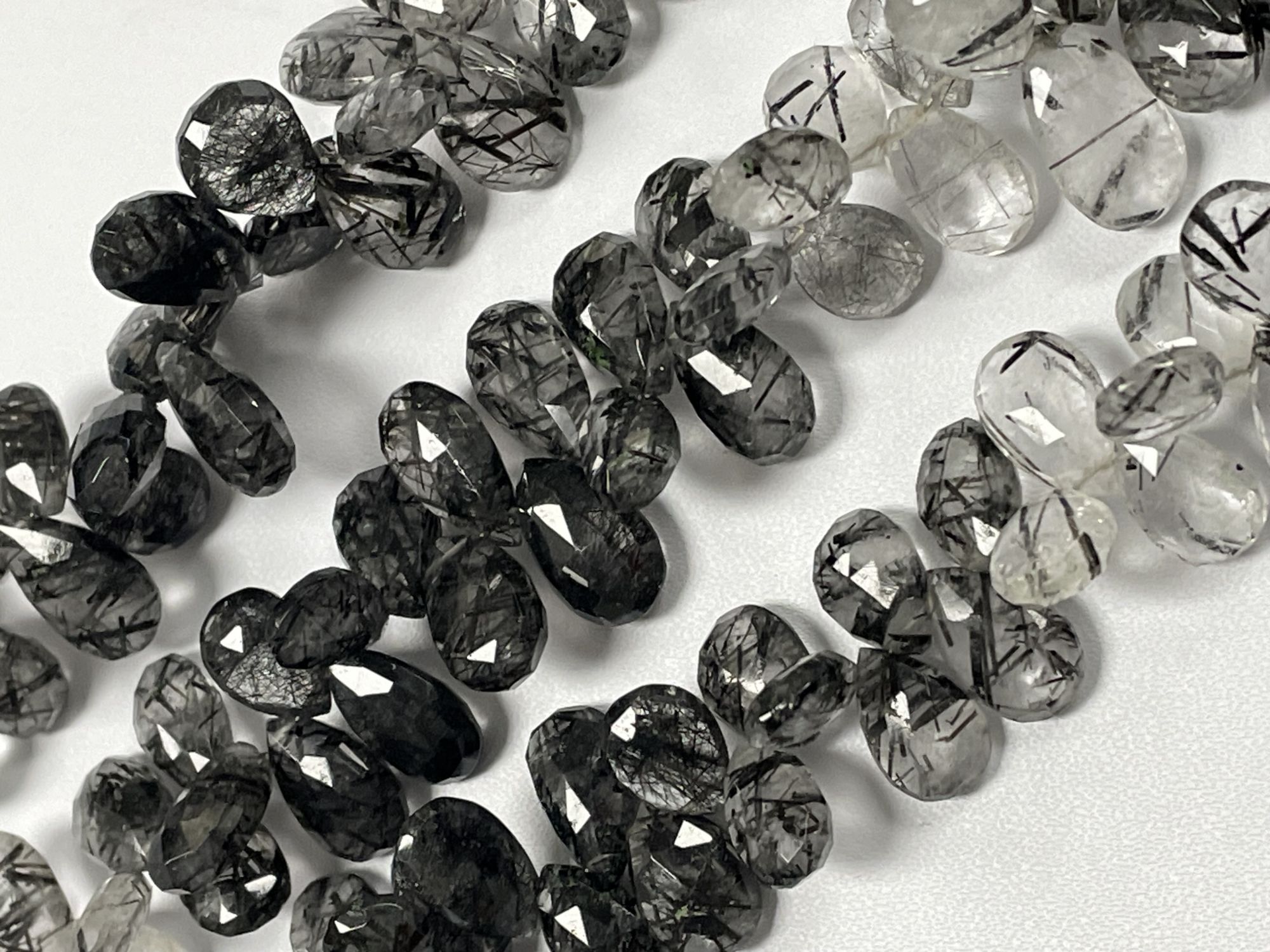 Black Rutilated Quartz Pear Faceted
