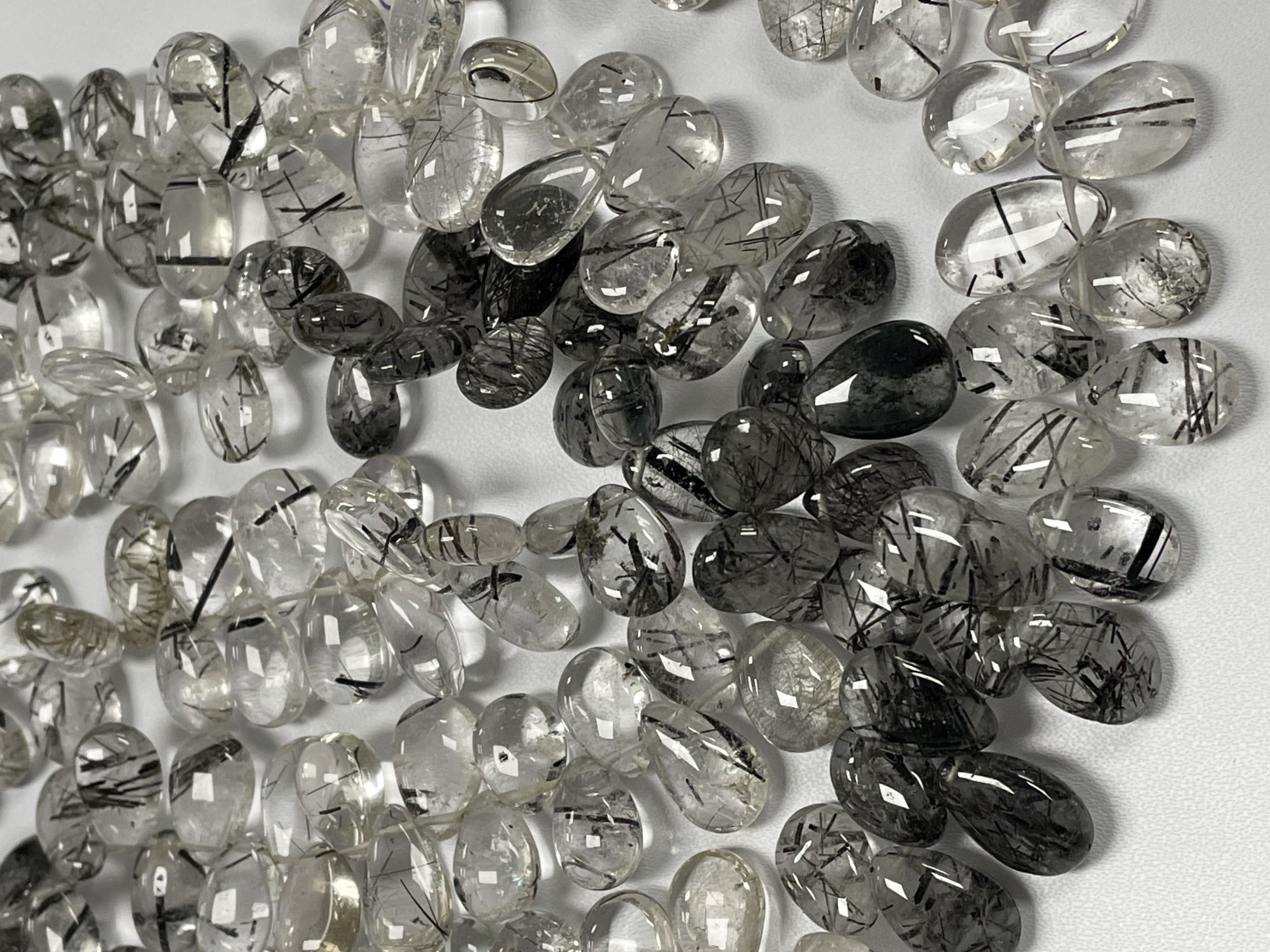 Black Rutilated Quartz Pear Smooth