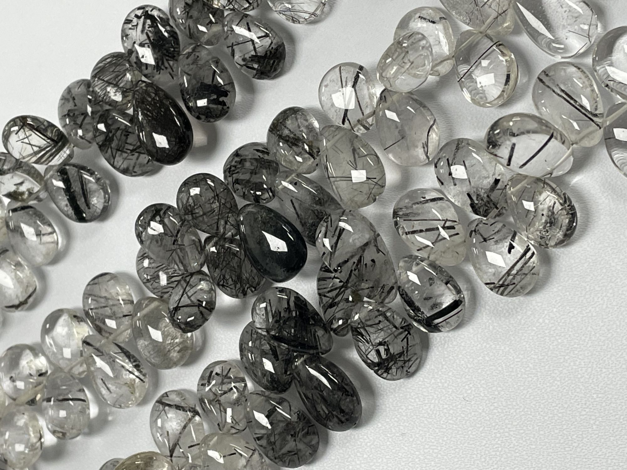 Black Rutilated Quartz Pear Smooth