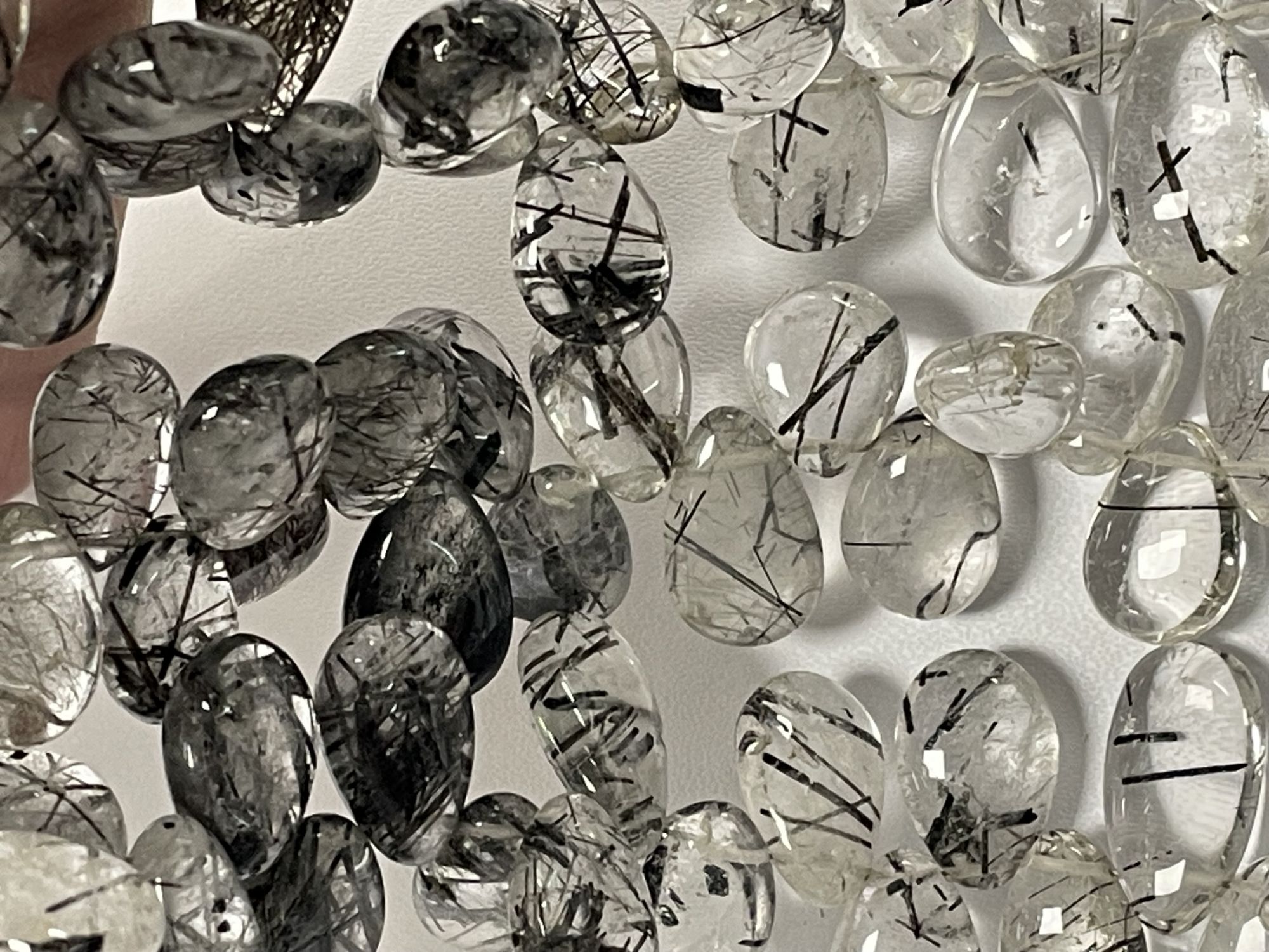 Black Rutilated Quartz Pear Smooth