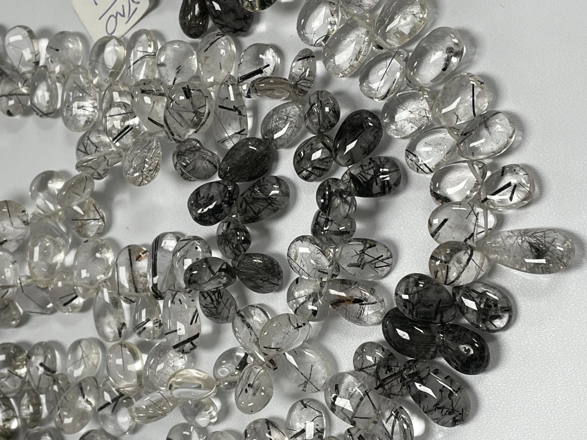Black Rutilated Quartz Pear Smooth