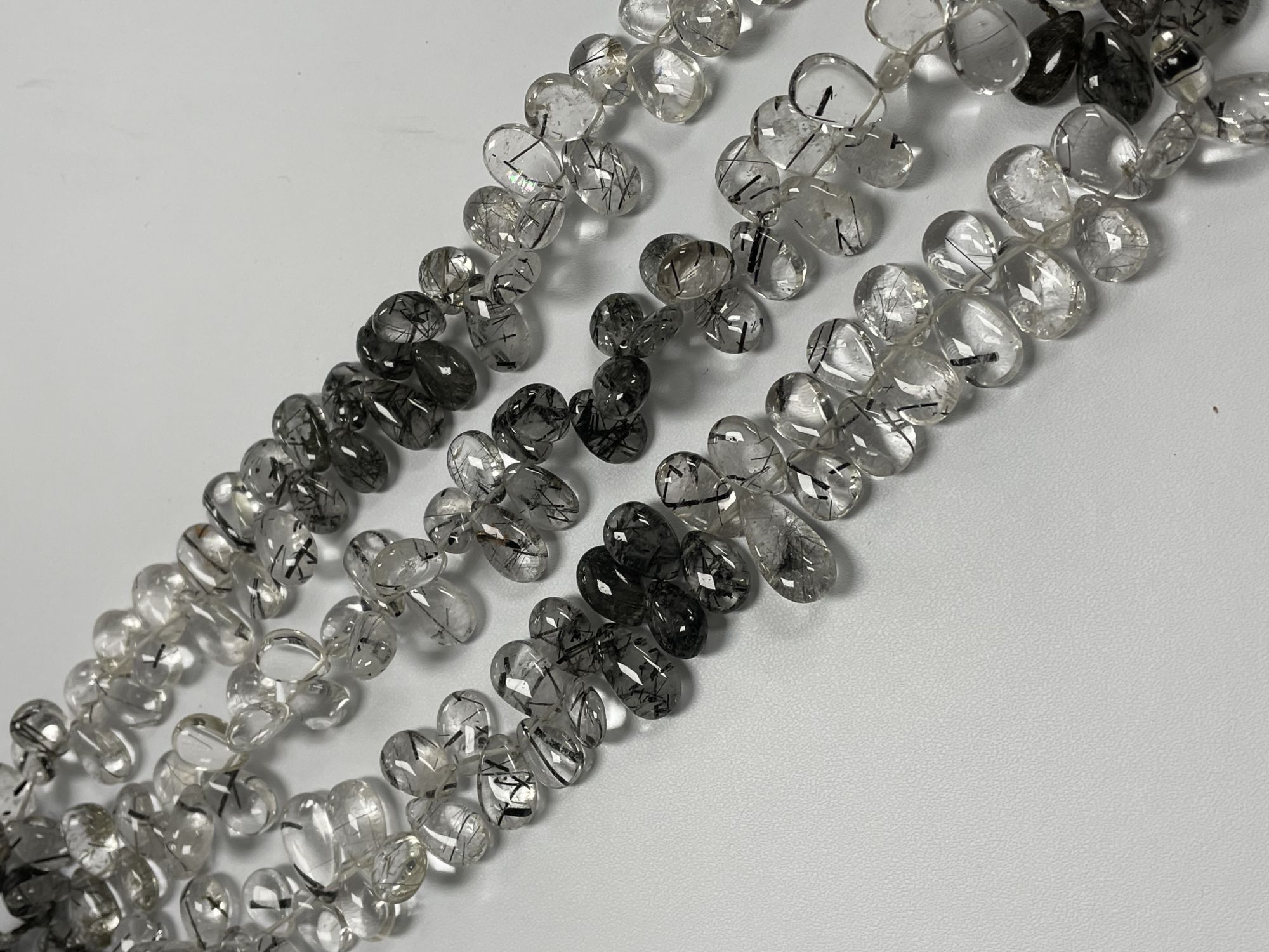 Black Rutilated Quartz Pear Smooth