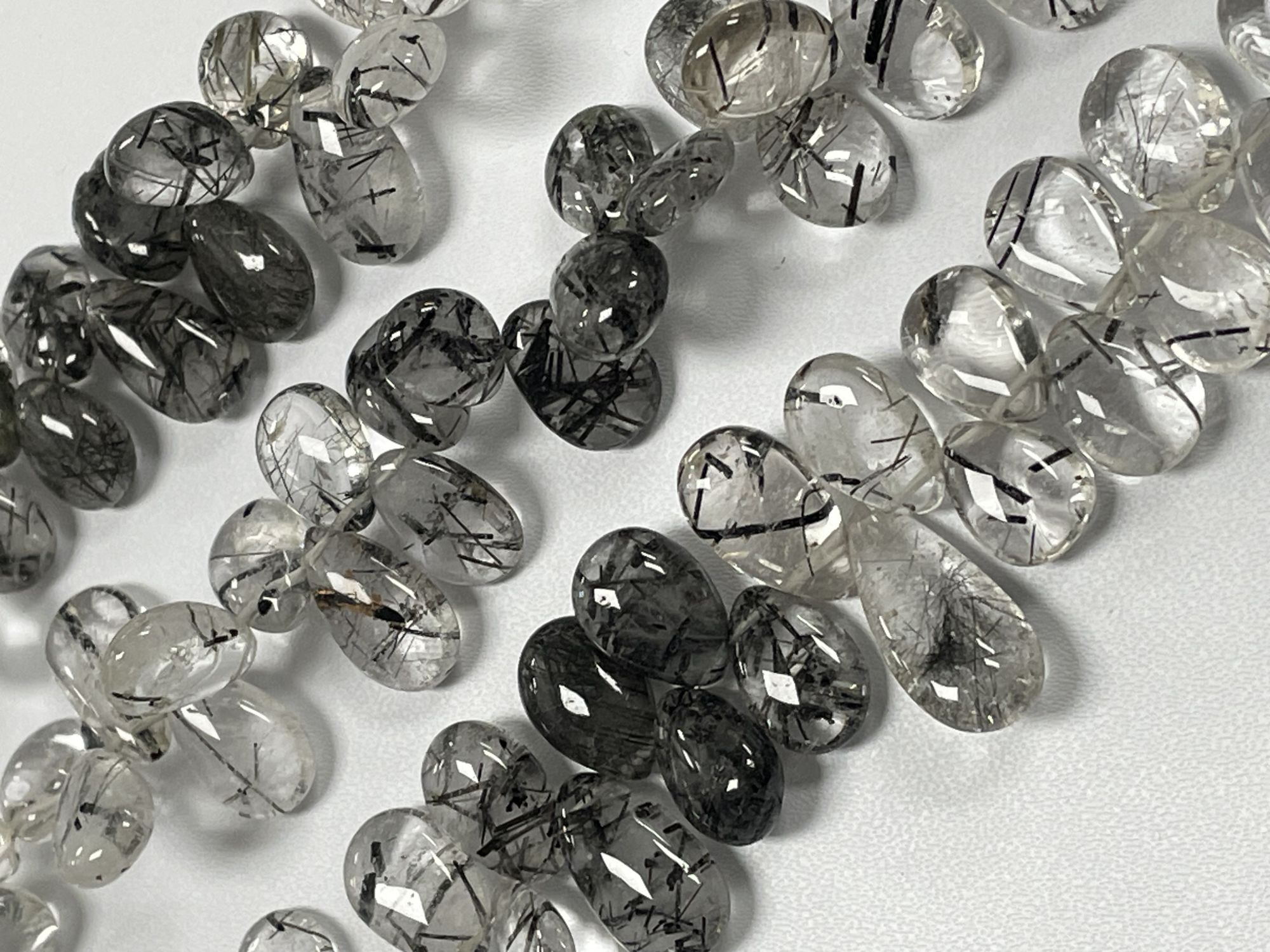 Black Rutilated Quartz Pear Smooth