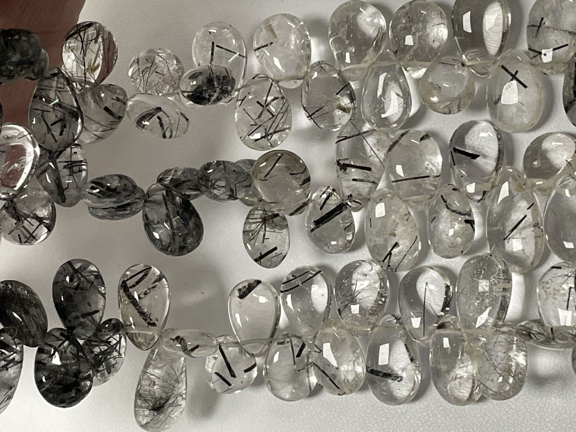 Black Rutilated Quartz Pear Smooth