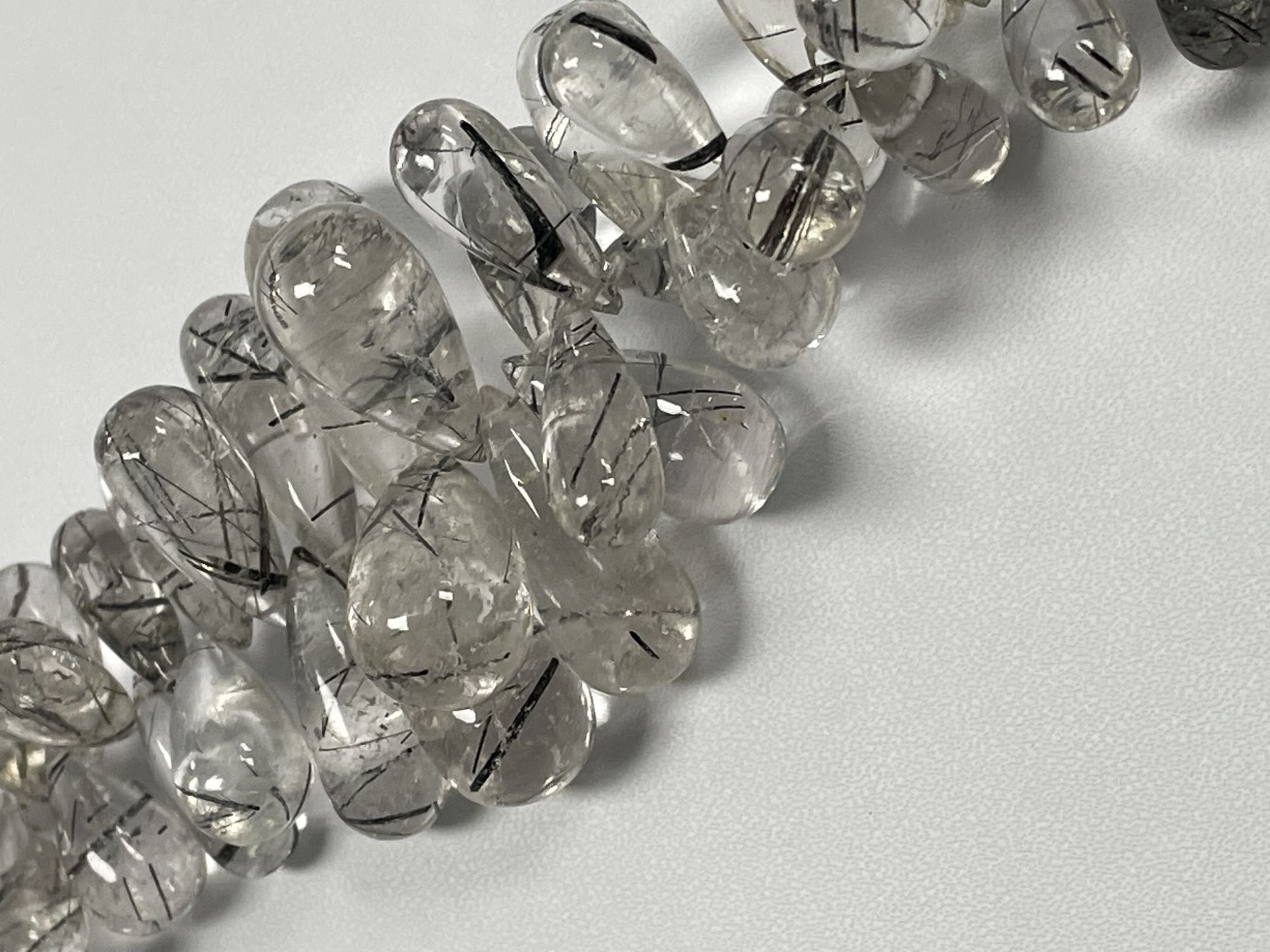 Black Rutilated Quartz Drop Smooth