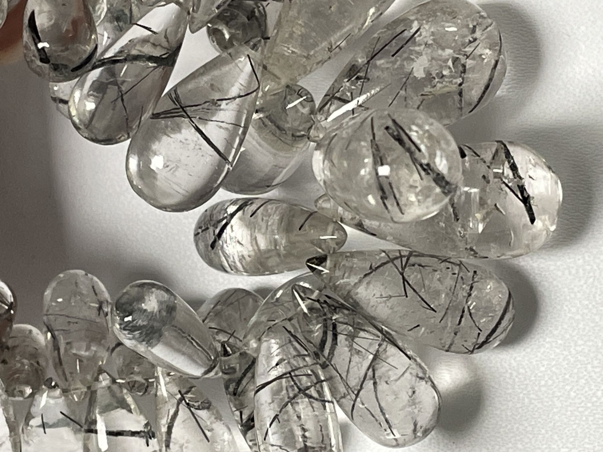 Black Rutilated Quartz Drop Smooth