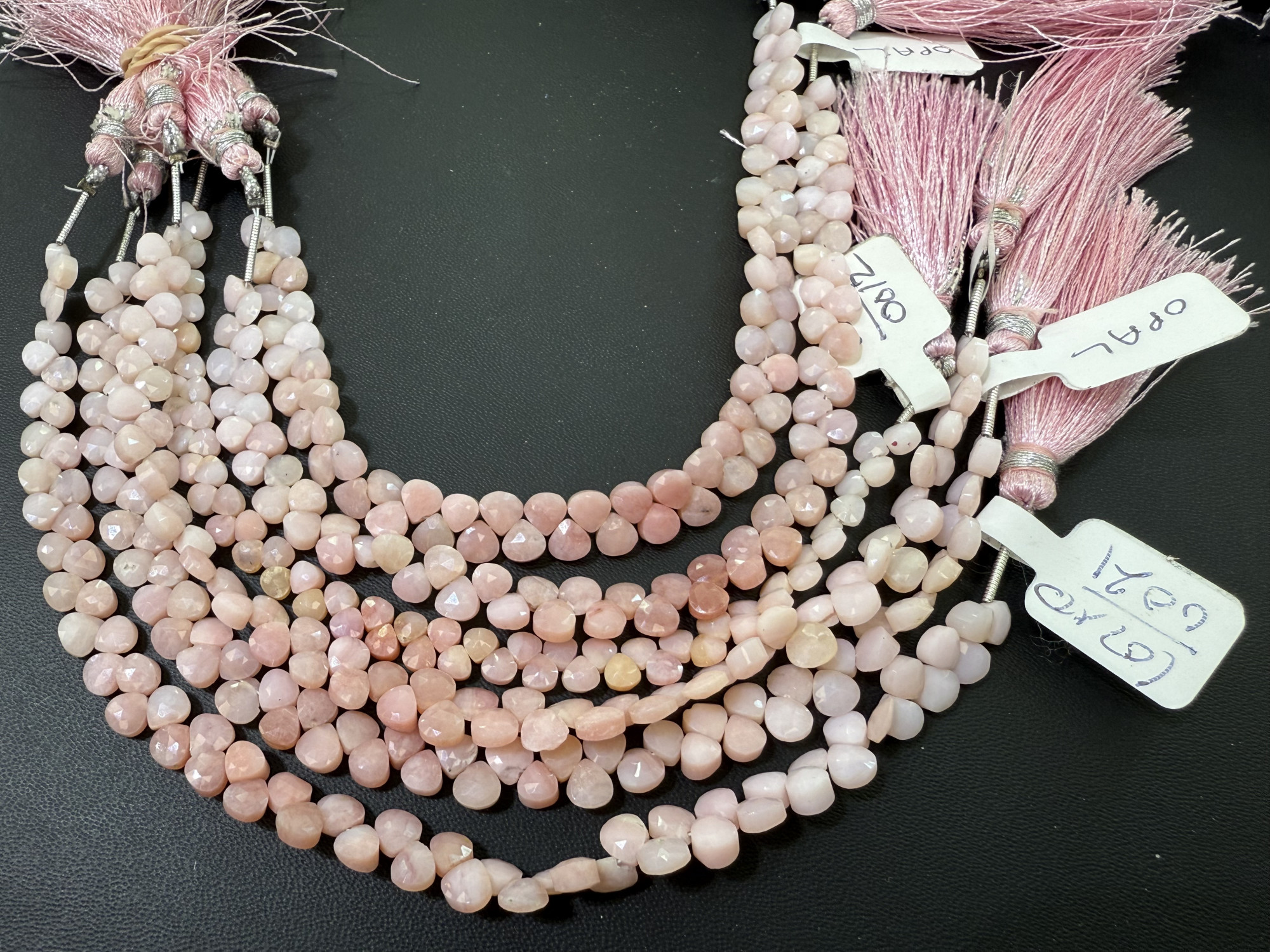 Pink Peruvian Opal Heart Faceted