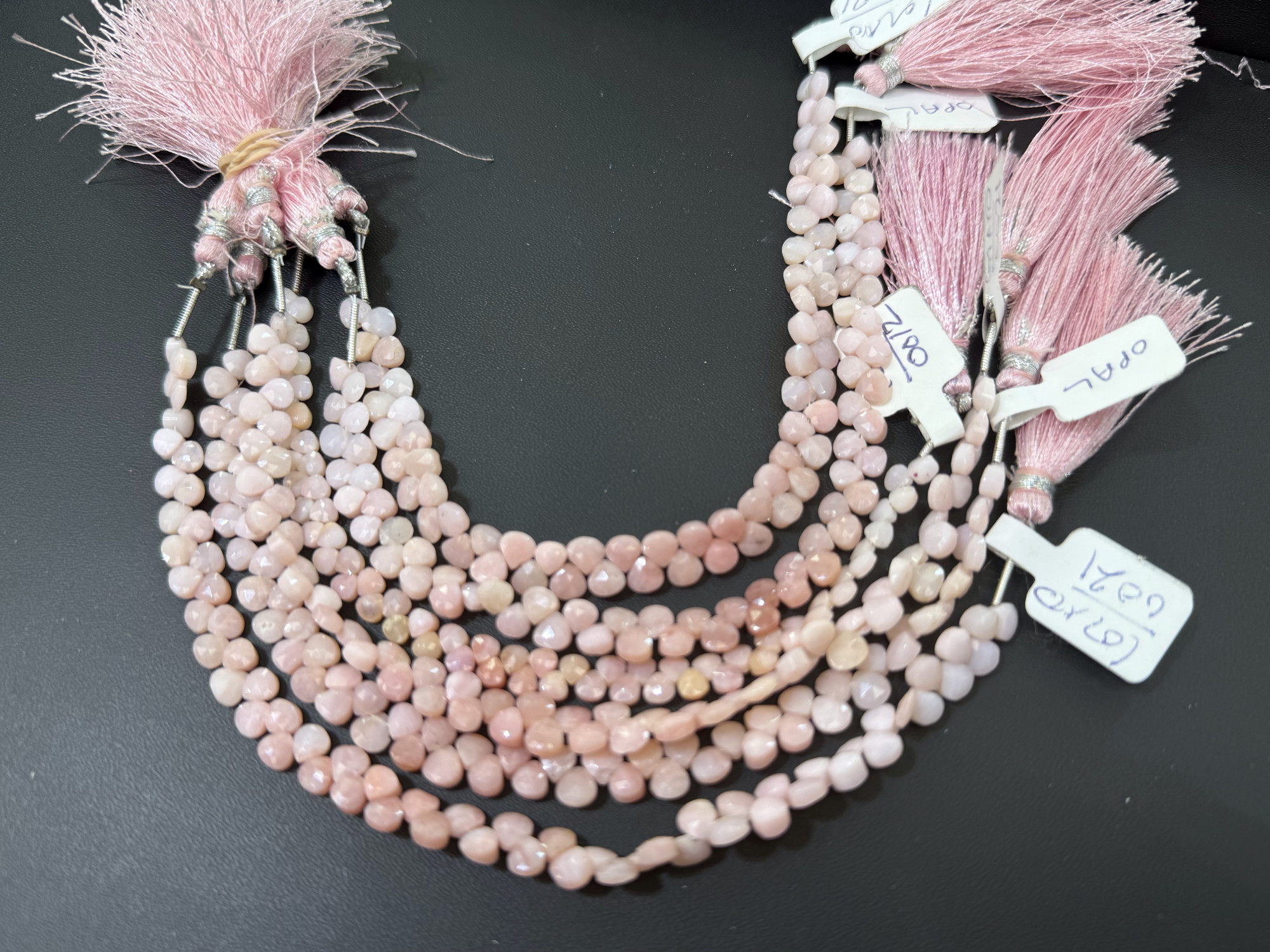 Pink Peruvian Opal Heart Faceted