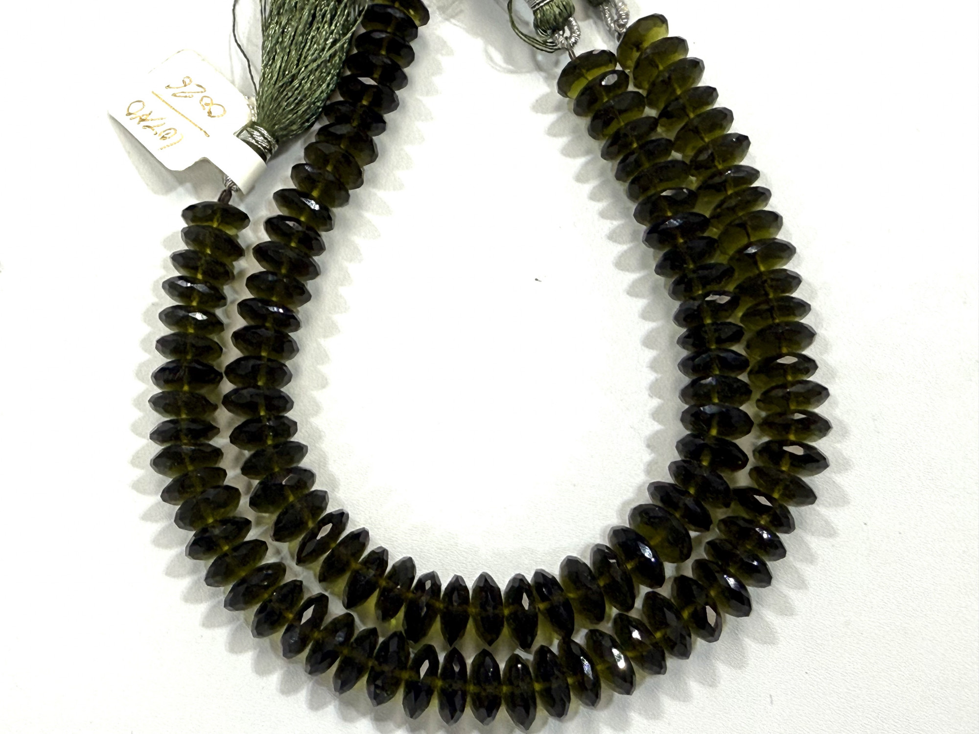 Olive Green Hydro Quartz Disc Faceted