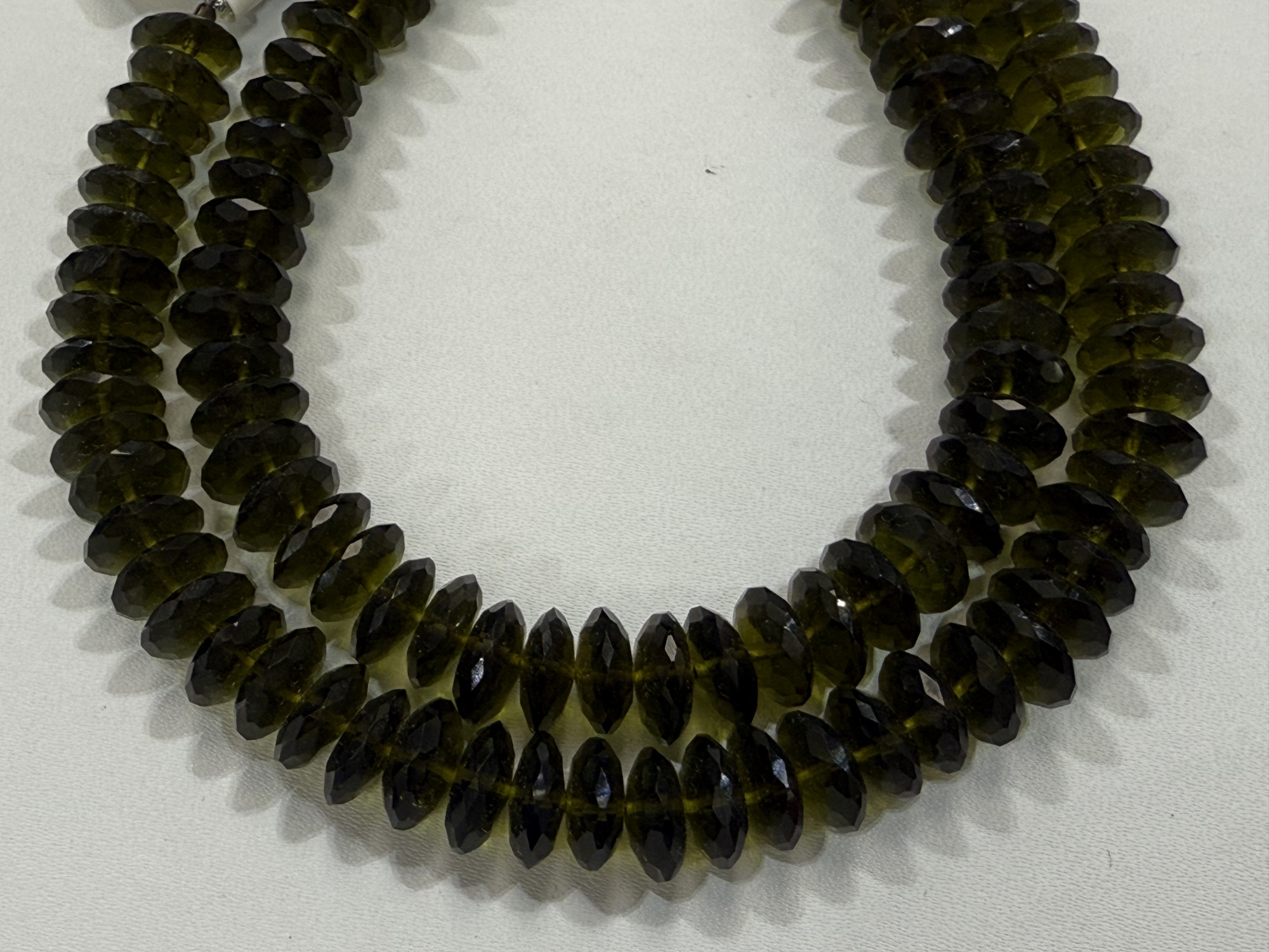 Olive Green Hydro Quartz Disc Faceted
