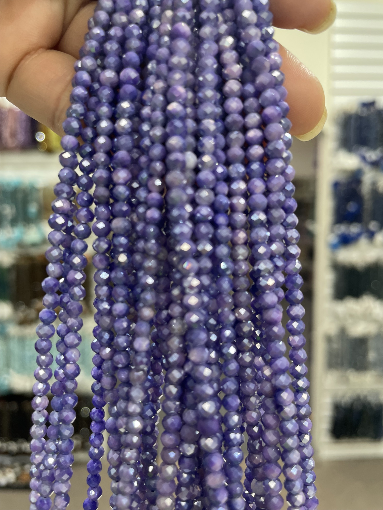 Purple Moonstone Rondelle Faceted Coated