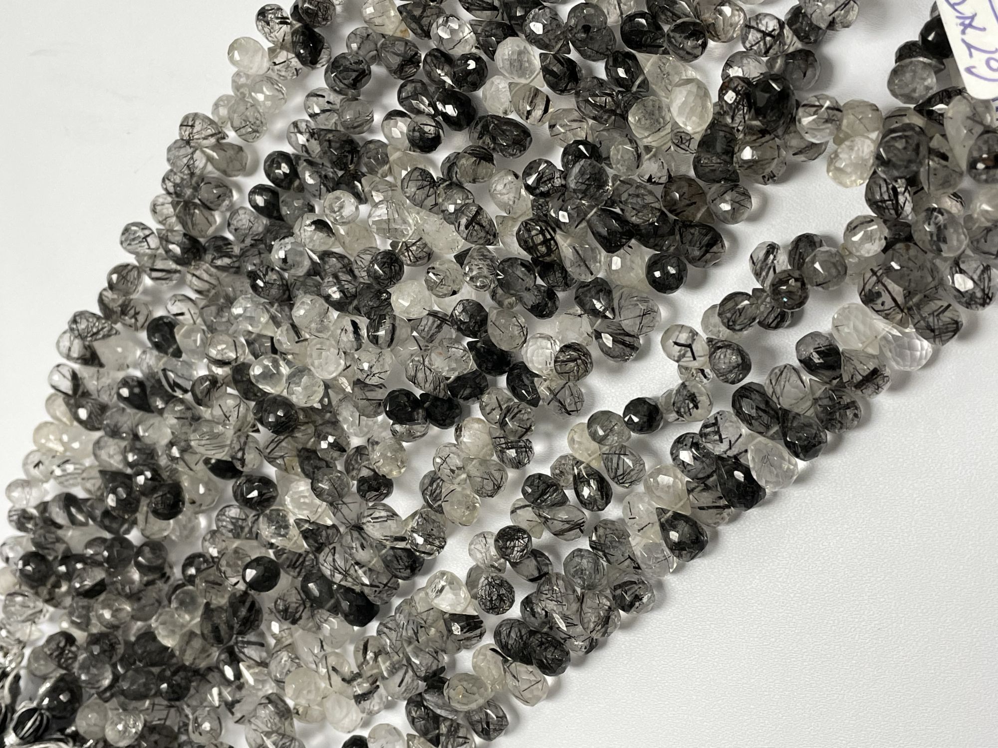 Black Rutilated Quartz Drop Faceted