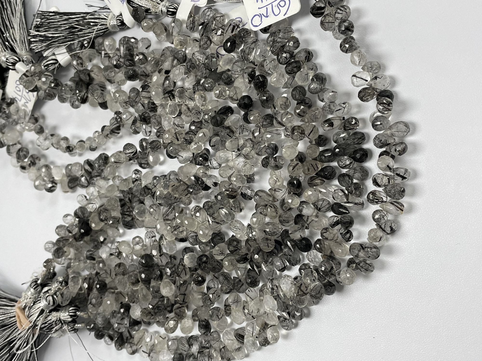 Black Rutilated Quartz Drop Faceted